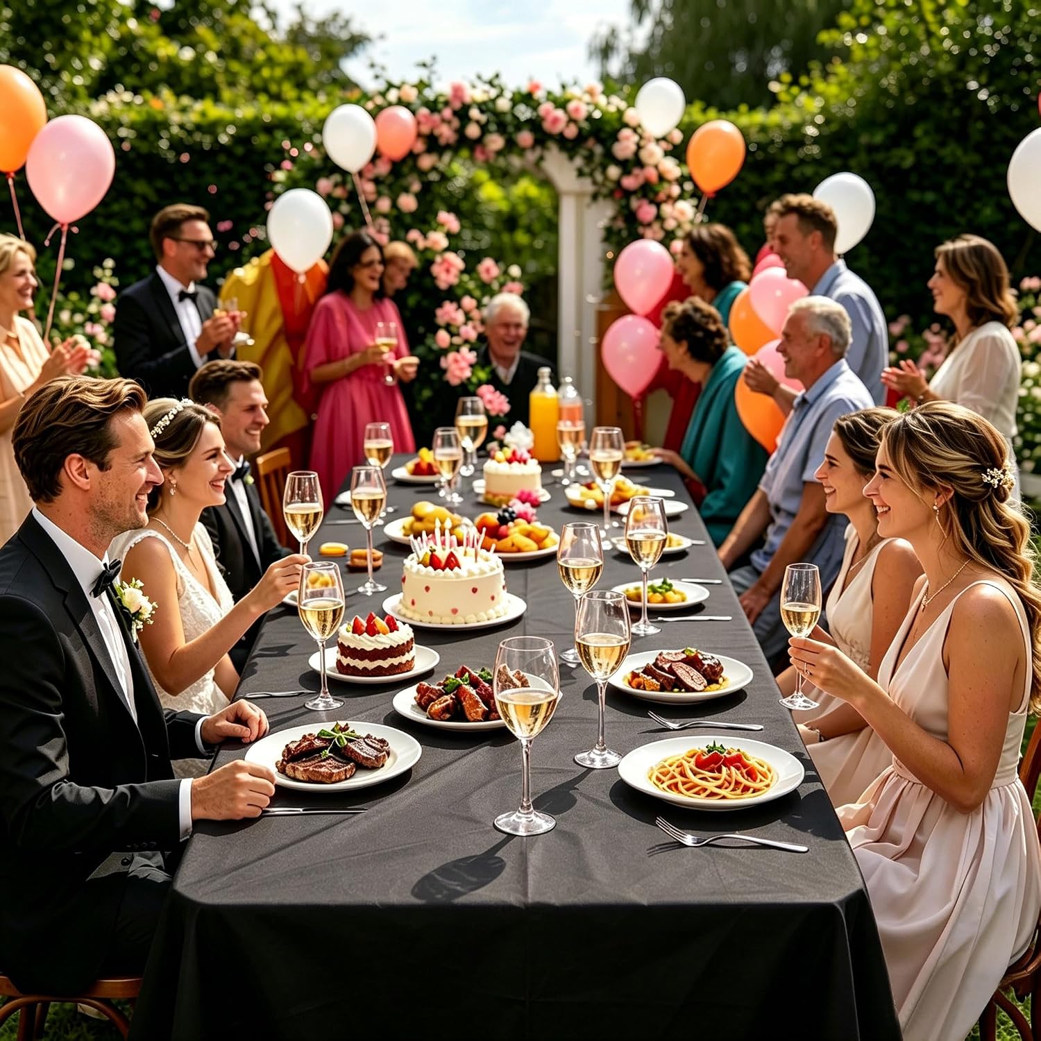 2Pcs Black Plastic Table Cloth, 54 x 108 Inch Rectangle Disposable Tablecloth for Birthday, Wedding, Picnic, Holiday Party