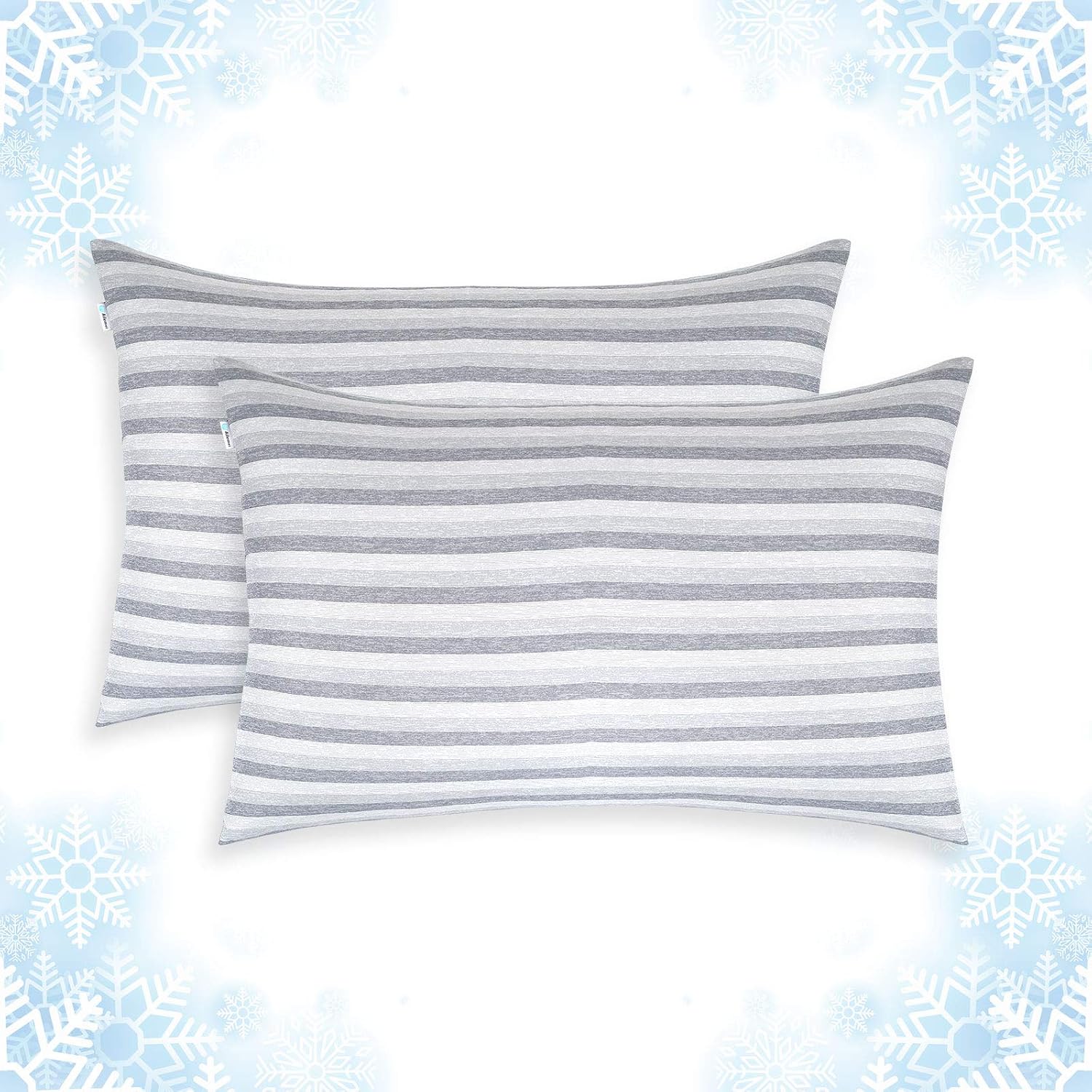 Cooling Pillow Cases, Standard Size Set of 2 with Double Sided Cold, Moisture Wicking Pillowcase Covers with Hidden Zipper Japanese Cold Tech Pillow Case Protectors for Hot Sleepers and Night Sweats