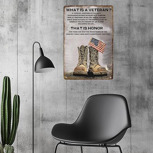 Miniatura 5 de KIYOYO Letreros de lata vintage con texto en inglés "What Is A Veteran", póster de soldado, póster retro divertido de metal, póster vintage para