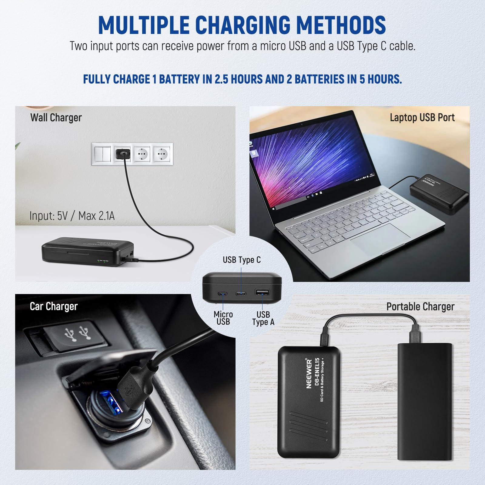 Kit 4 Batteries EN-EL15C Et Chargeur Rapide USB-C 45W - Compatible Nikon Z8, Z7, Z6, D850, D750...