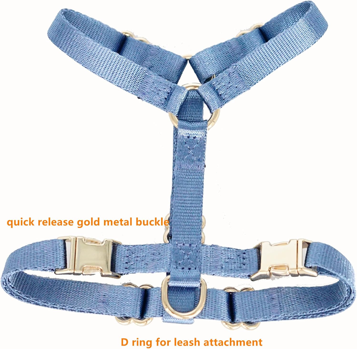 Nylon No Pull Dog Harness with Gold Metal Buckles,Easy Walking and Training Dog Harness (Air Blue, S)