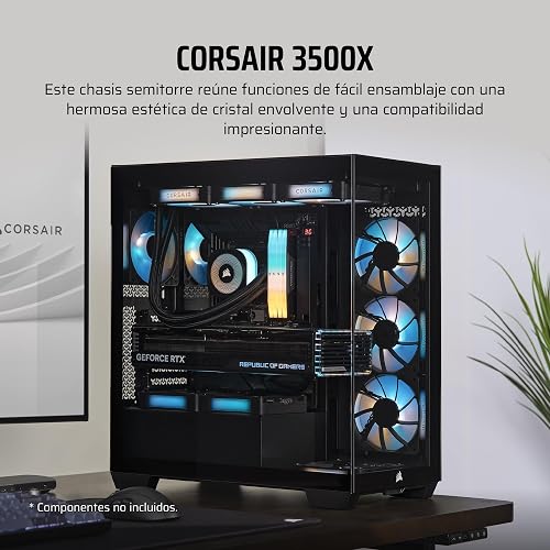 CORSAIR 3500X Mid-Tower ATX PC Case – Panoramic Tempered Glass – Reverse Connection Motherboard Compatible – No Fans Included – Black - 2