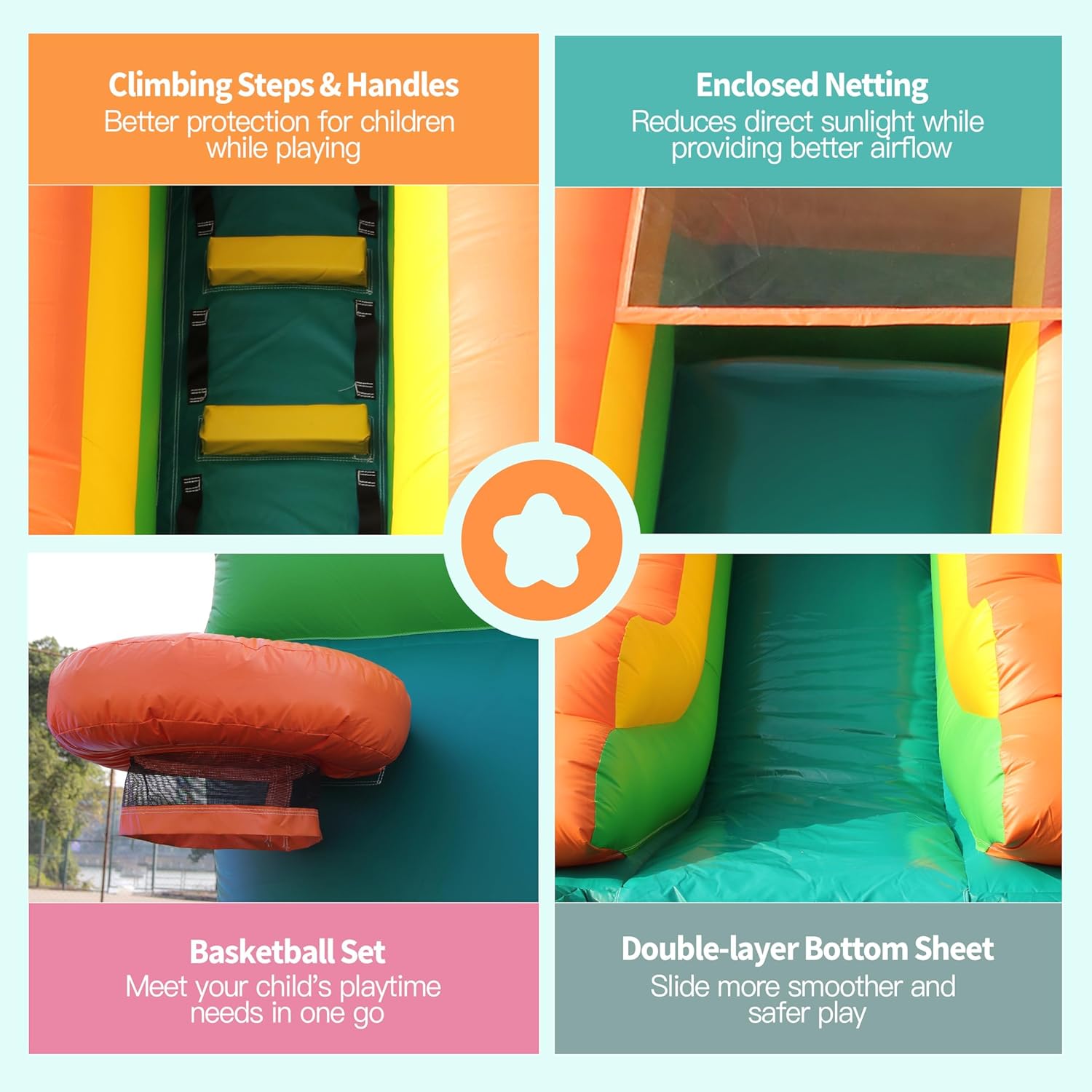 26.2FT Large Inflatable Water Slide Swimming Pool Play Center, Premium 100% PVC Commercial Grade Bounce House with Slide and 950w Blower for Adults, Wet Dry Use