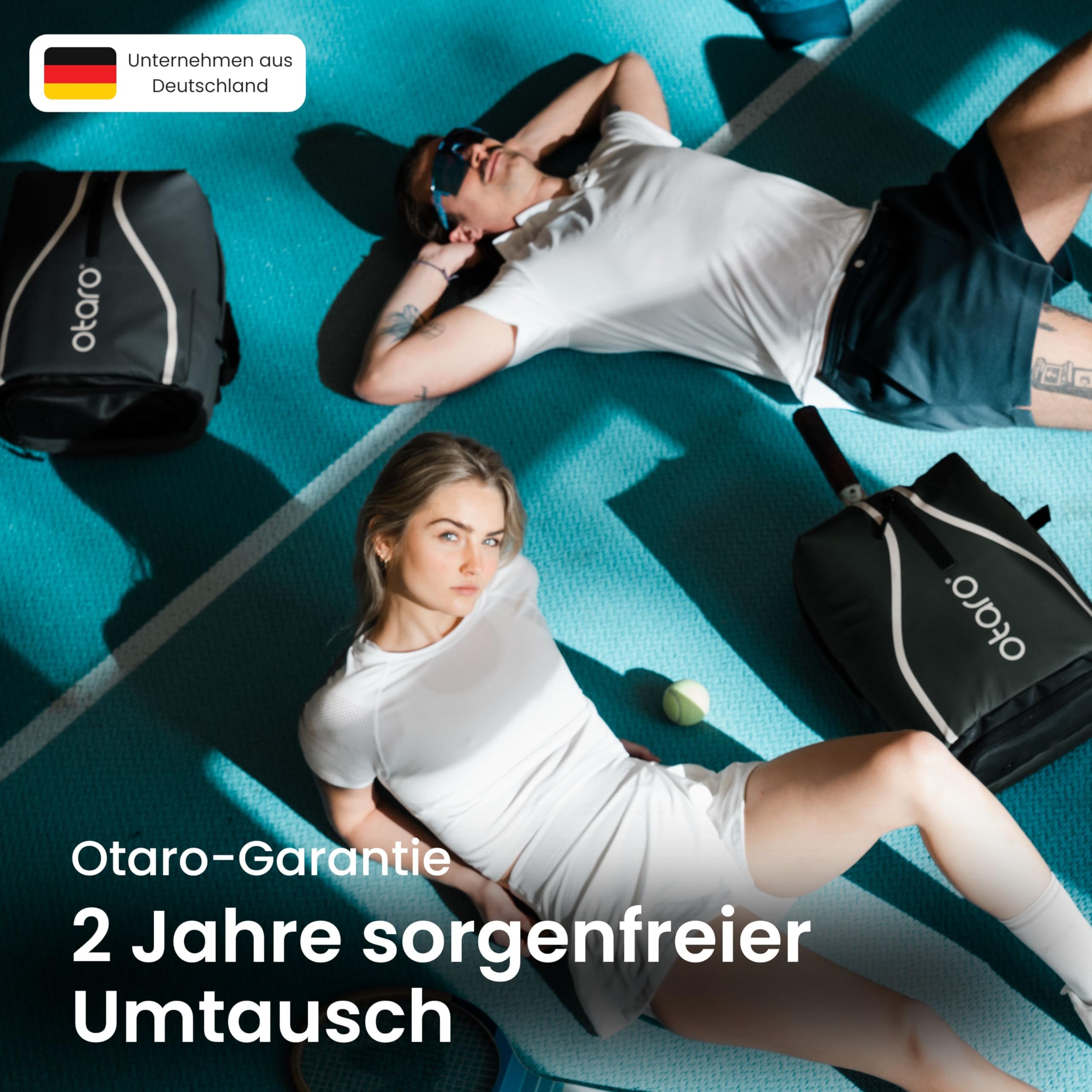 Otaro Tennis Rucksack mit Schuhfach & Laptopfach | 30 L | Tennistasche Herren & Damen inkl. Regenschutz | Tennisschläger Tasche für 2 Rackets | Tennisrucksack Kompakt & Alltagstauglich