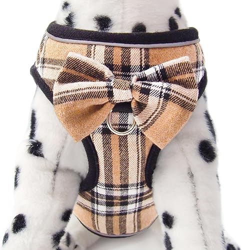 Arnés de malla suave para perro, ajustable sin tirones, chaleco cómodo reflectante para mascotas para perros (caqui claro, S)