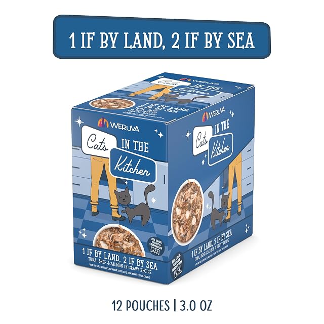 Foto 3 de 8 de Weruva Cats in The Kitchen - Bolsas de comida húmeda natural sin cereales, 1 If by Land 2 If by Sea, 85 ml…