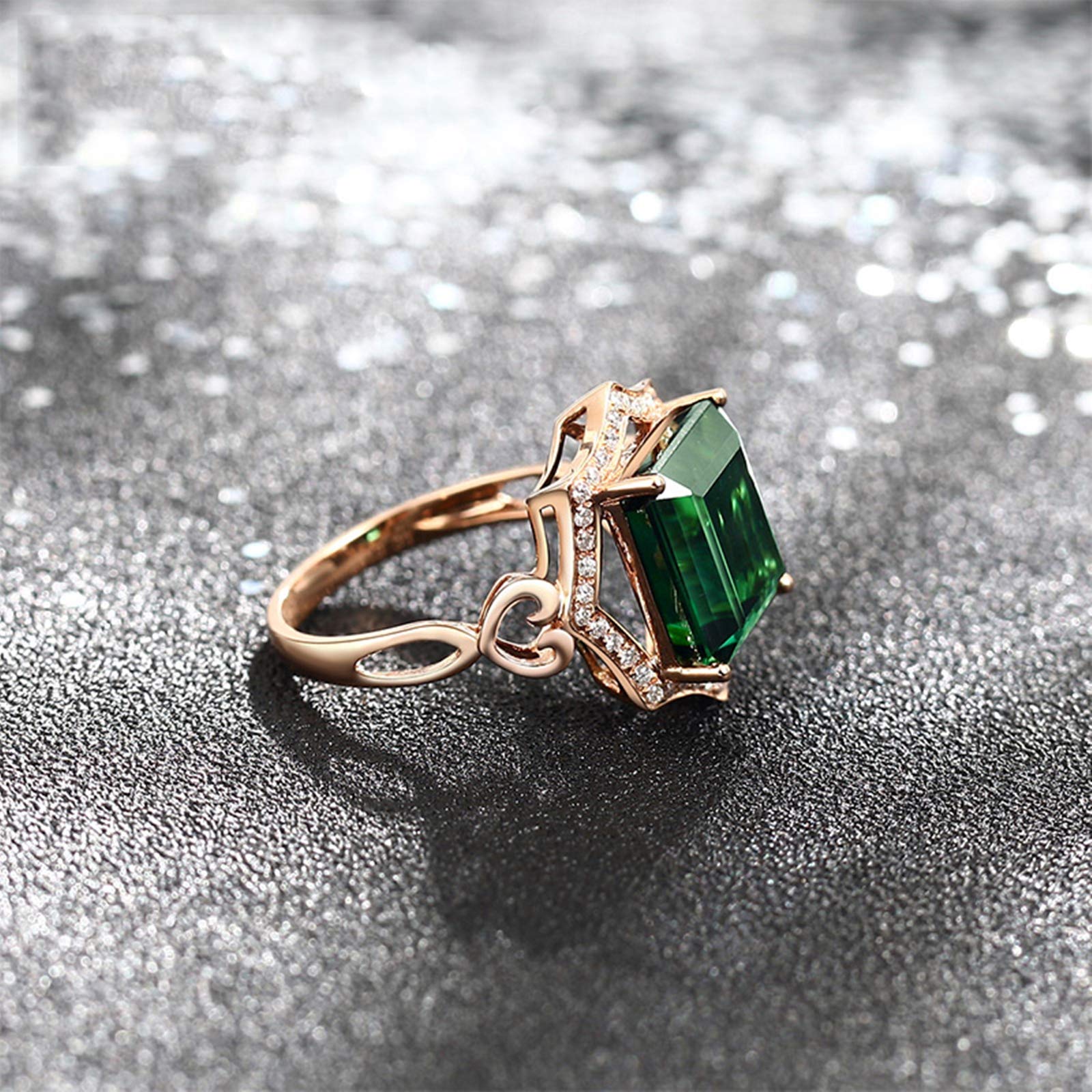 Beydodo Pierścionek z diamentem różowe złoto 750 zielony turmaline 7,35 ct obrączki ślubne dla kobiet e różowe złoto, 65 cm (20,7 cala), colore: różowy (Rosegold), cod. TLLWGZ379