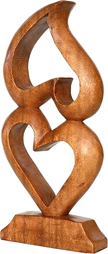 Miniatura 3 de G6 Collection Estatua de escultura abstracta de madera de 12 pulgadas hecha a mano  Dos corazones, un amor  Arte de regalo decorativo para