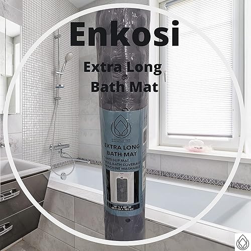 Miniatura 4 de ENKOSI Tapete de baño  Paquete de 2 tapetes grandes antideslizantes para bañera y ducha, tapetes de baño extralargos de 40 x 16 pulgadas para