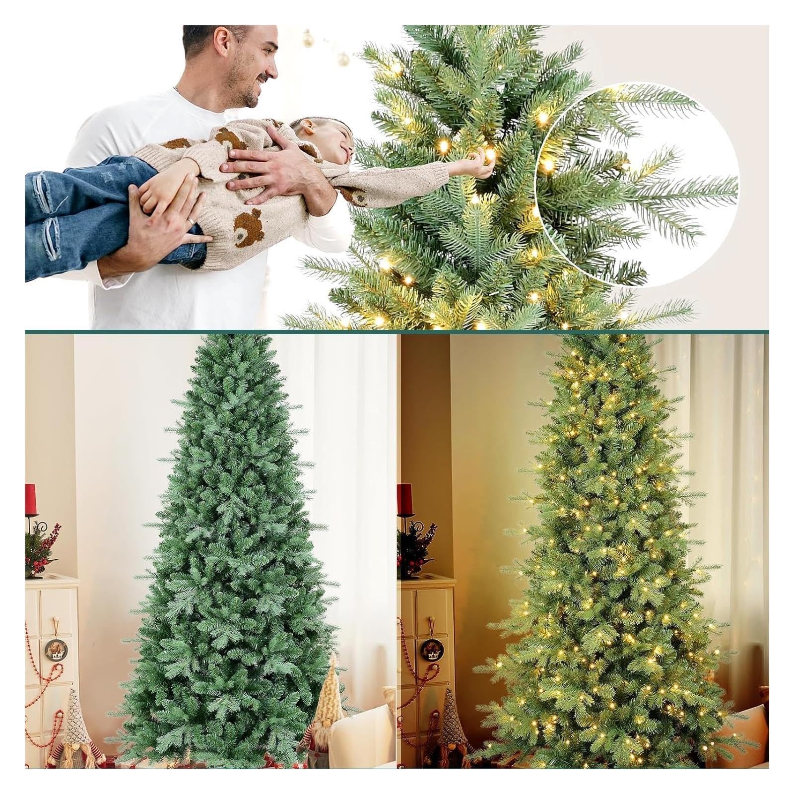 Albero di Natale artificiale con luci LED bianche calde albero di natale