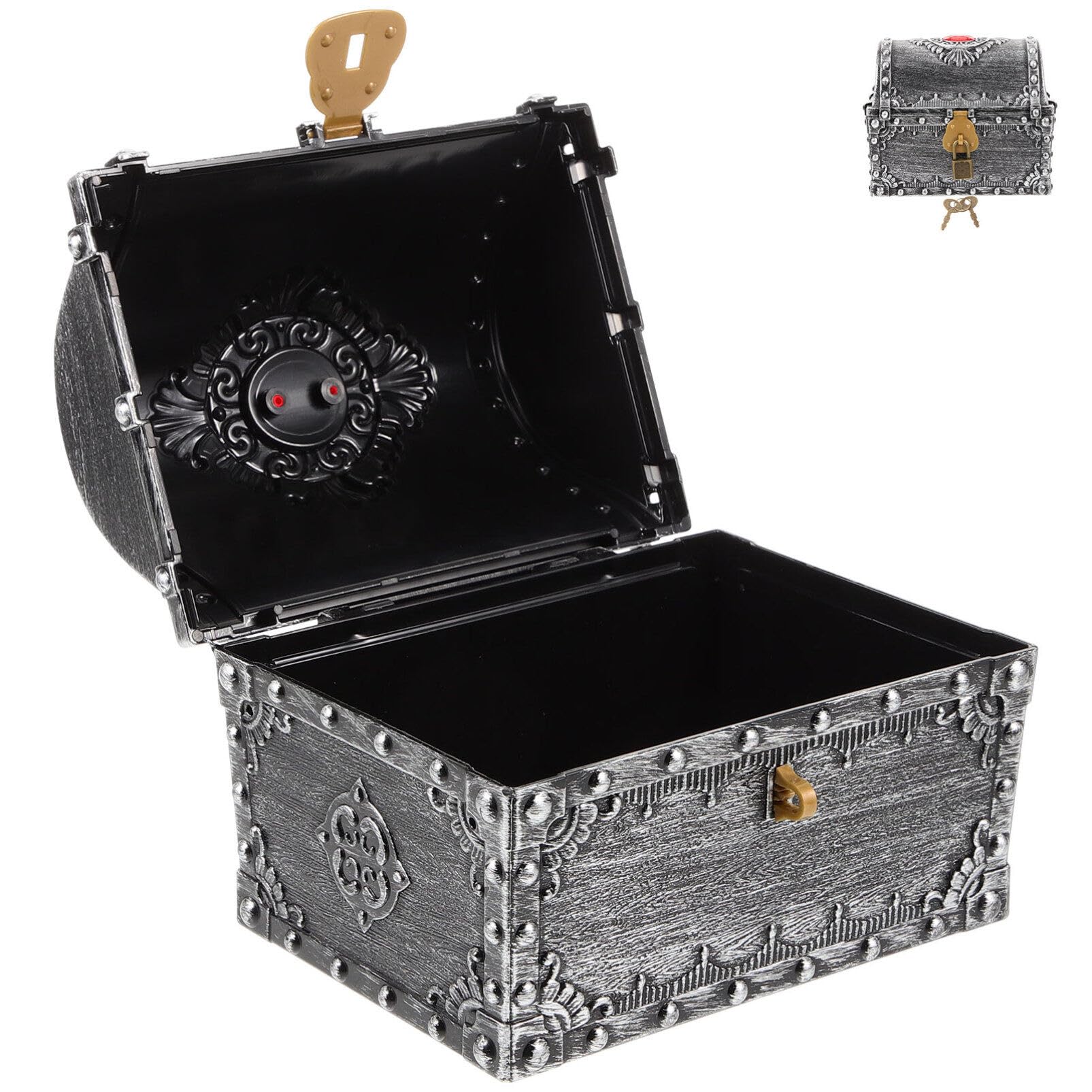 Hemoton Vintage Pirate Treasure Chest Box Small Decorative Storage Box for Imaginative Play Retro Design for Boys and Girls Birthday Games and Keepsakes