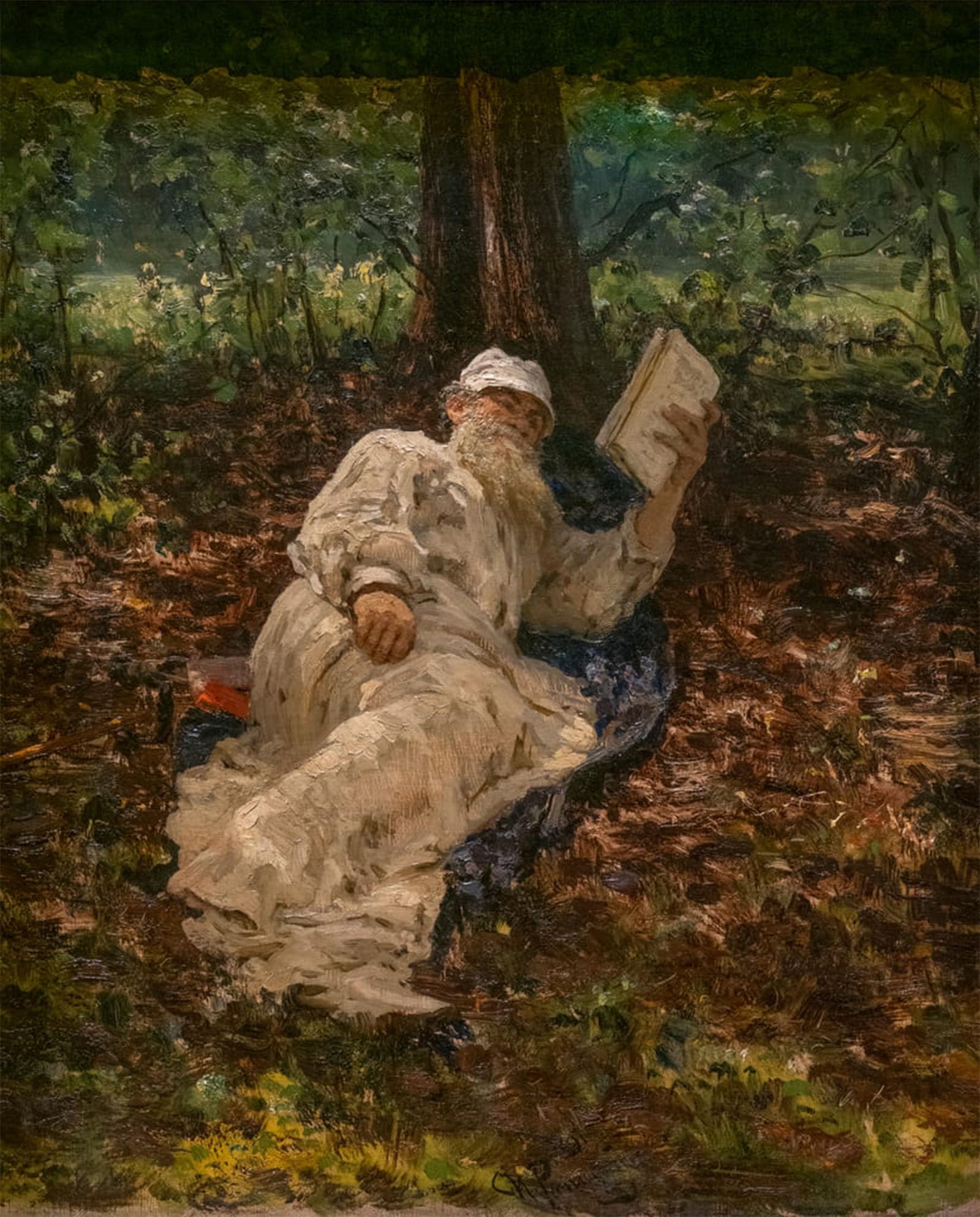 Artxlxxbn No Frame Famous Prints Artwork Pictures Poster Painting Art Leon Tolstoy In The Rest Of The Forest By Ilya Efimovich Repin Artwork Landscape Pictures For Home Decor 60X90cm