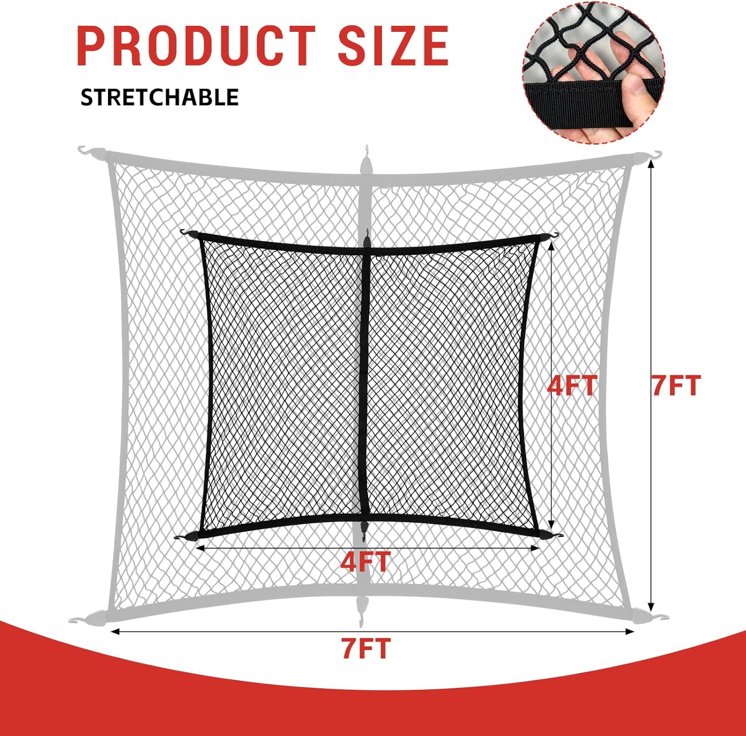 Highly Elastic Cargo Net Fit for Pickup Truck Bed Cargo Netting Cover Stretchable Mesh Organizer for Pickup Truck Bed Accessories(Pickup Bed Net)