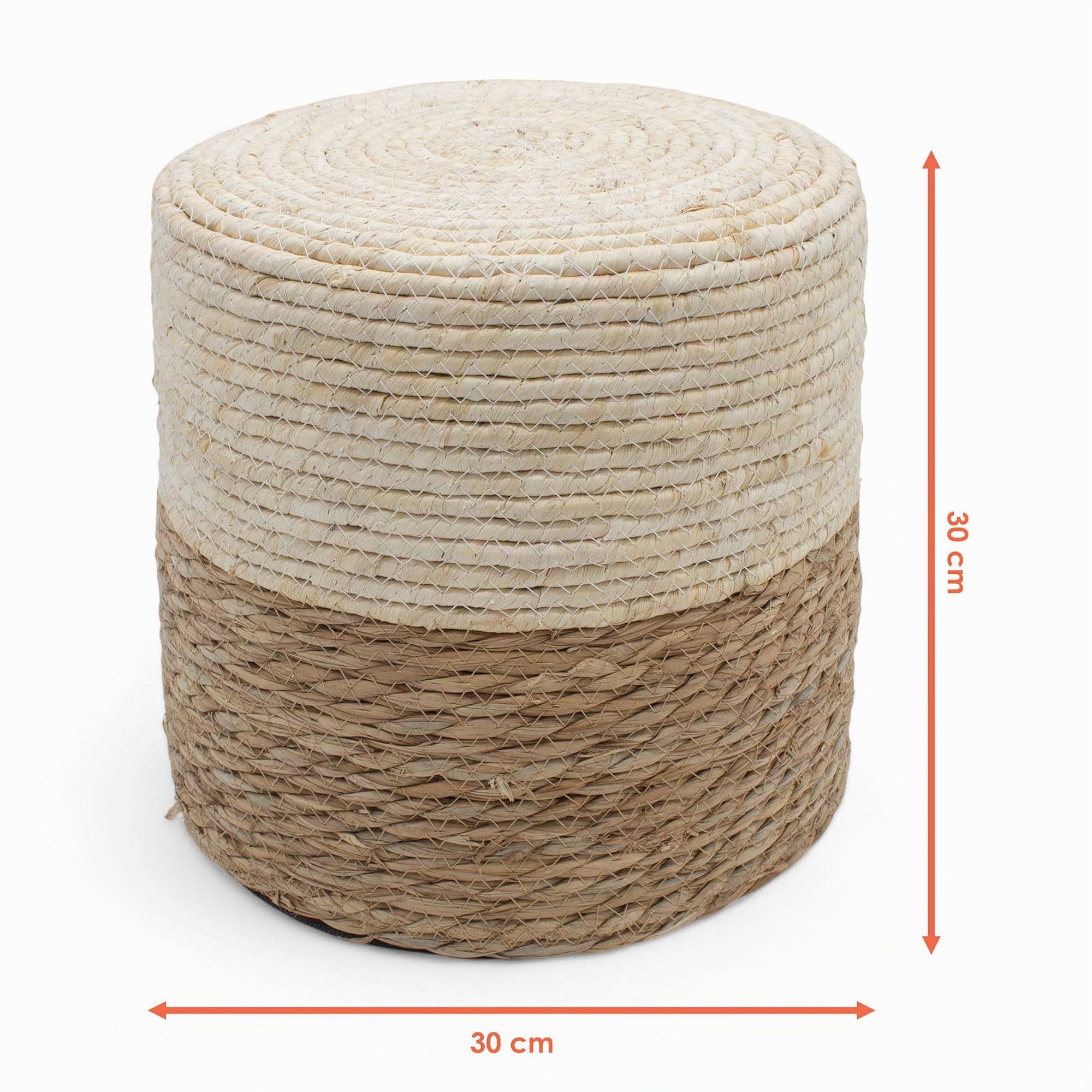 Pouf vintage naturale – 30 cm – fibra naturale boho – poggiapiedi pouf in iuta – poggiapiedi pouf come sgabello, poggiapiedi, cuscino da seduta