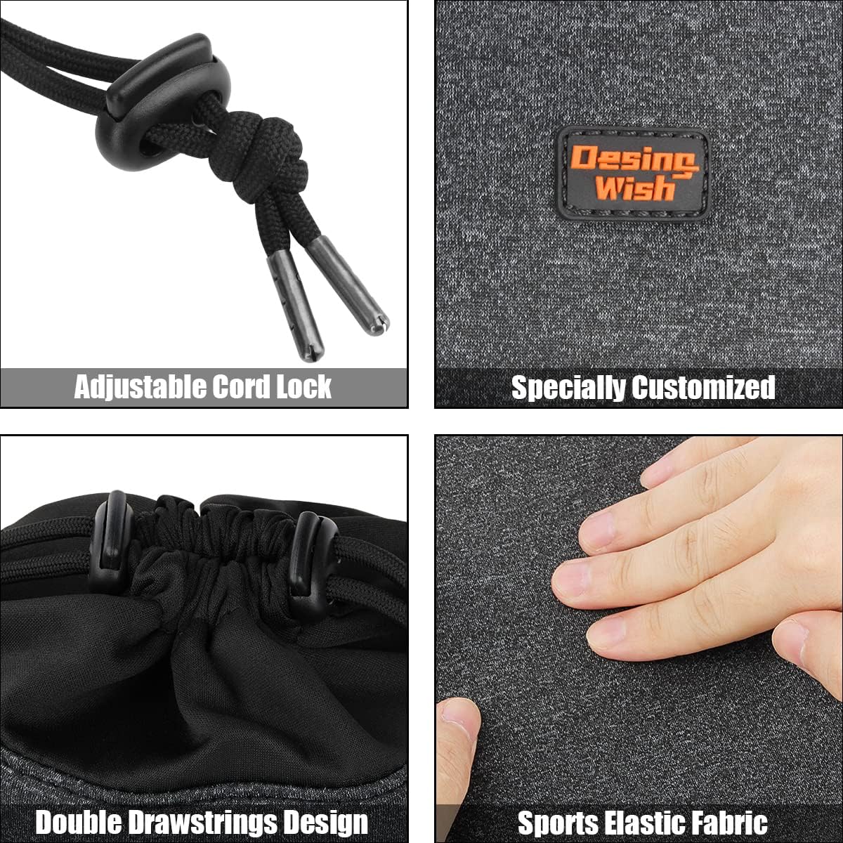 Desing Wish Headphone Storage Bag, 2 Pack Lightweight Headphone Carrying Pouches Headset Case Bag Travel Pouch for Headsets Overhead Headphones Neckband Earbuds (Large Black, Large Grey)