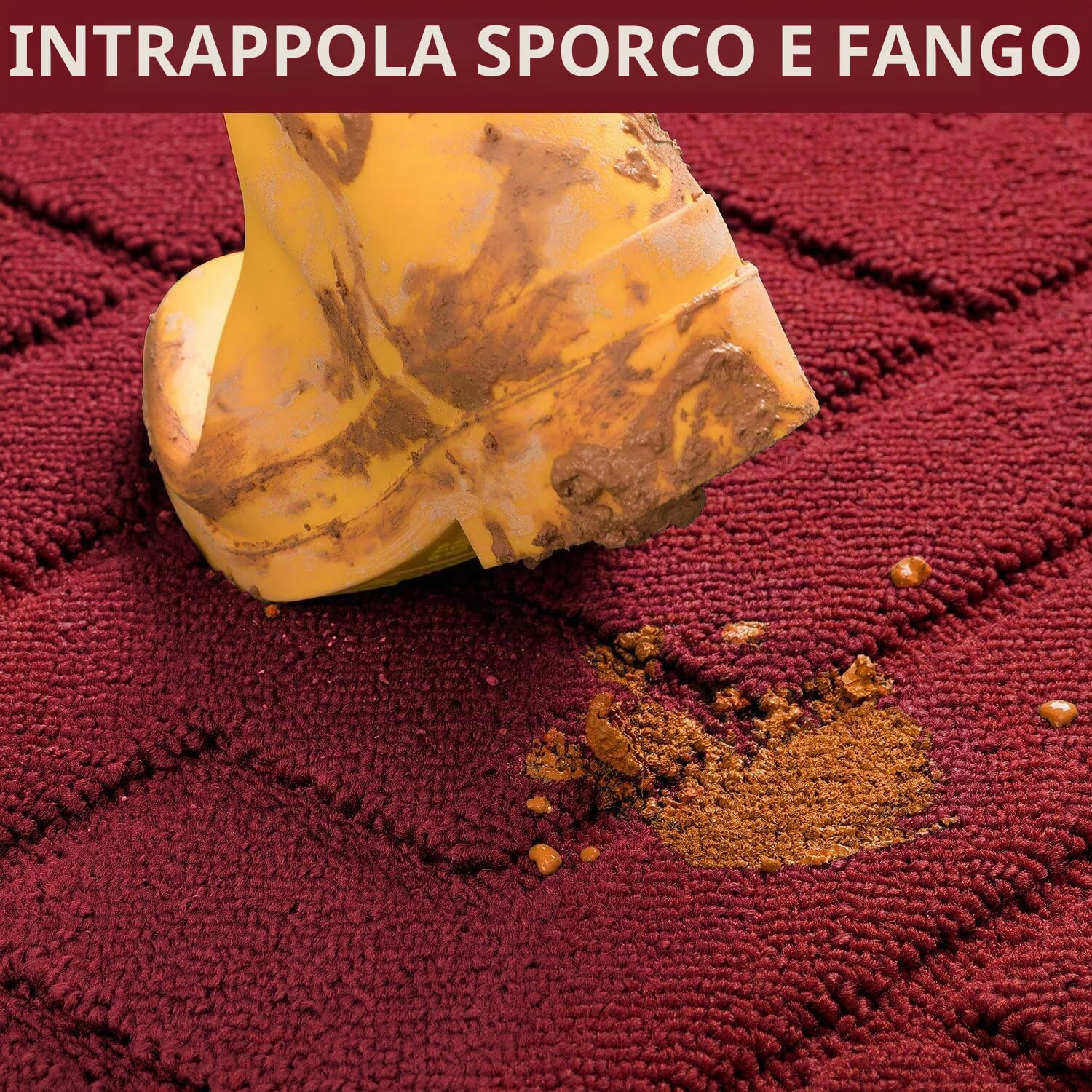Biscpro Zerbini per Ingresso Interno,80x100cm Tappetino Antiscivolo Lavabile in Lavatrice,Zerbino d'Ingresso Polipropilene Assorbenti per Interno,Ingresso,Esterno,Corridoio,Balcone-Rosso