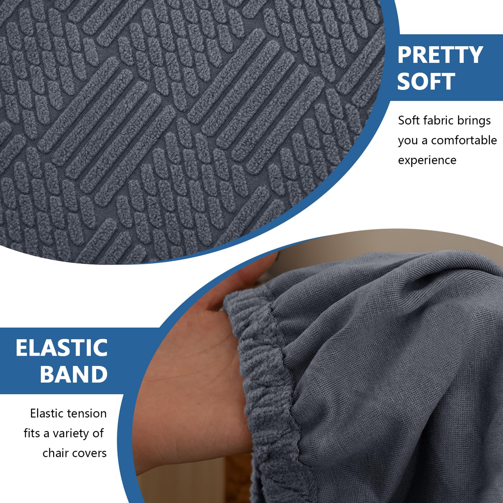 Stretch Stuhlbezu Stuhlhussen mit Armlehne, Jacquard Esszimmerstühl Stuhlbezug, Stuhlhussen mit Gebogener Rückenlehne für Esszimmerstühle (Dunkelgrau,2 Stück)