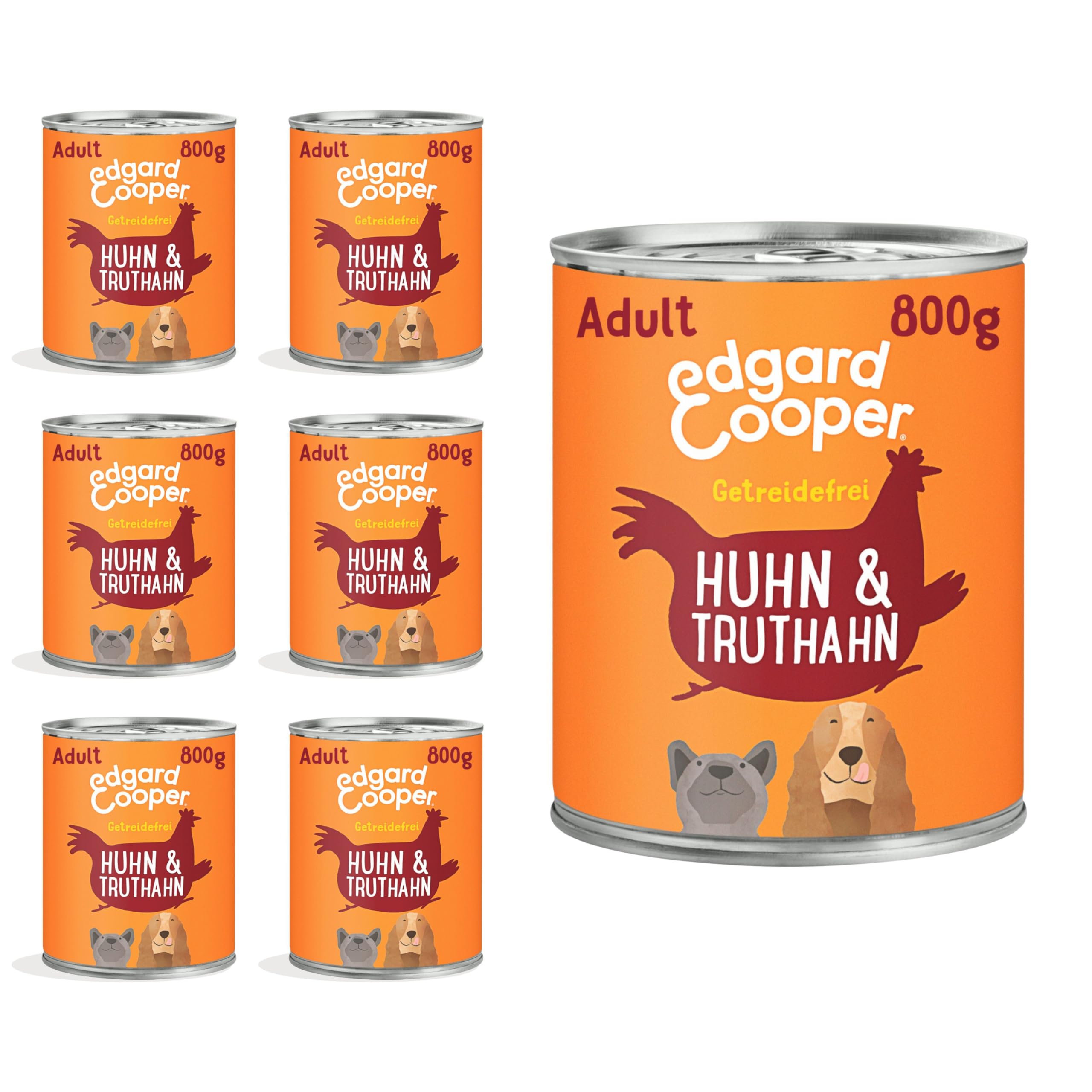 Edgard & Cooper Nourriture Humide pour Chien (Poulet et Dinde, 800 g x 6), Nourriture Humide pour Chien 800 g, sans céréales, ingrédients naturels et Viande fraîche, Pleine d'acides aminés Essentiels