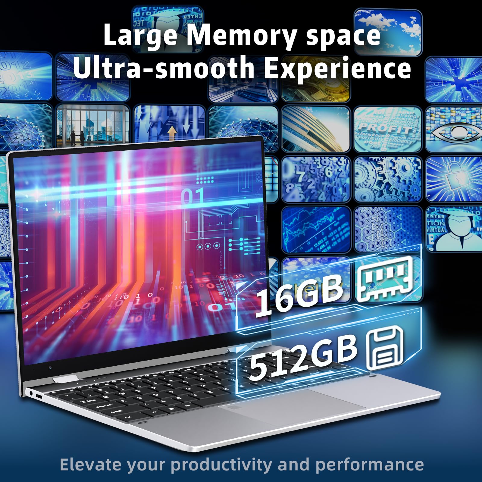 Ordenador Portátil 2 en 1 Windows 11 Core i3-1315U 16GB RAM 512GB SSD Pantalla Táctil 360° Teclado Retroiluminado