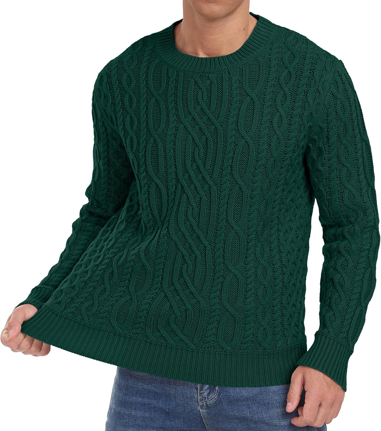 Askdeer Men's Cable Knit Pullover Sweater Long Sleeve Crew Neck Knit Sweater Soft Casual Sweaters with Ribbing Edge - Image 6