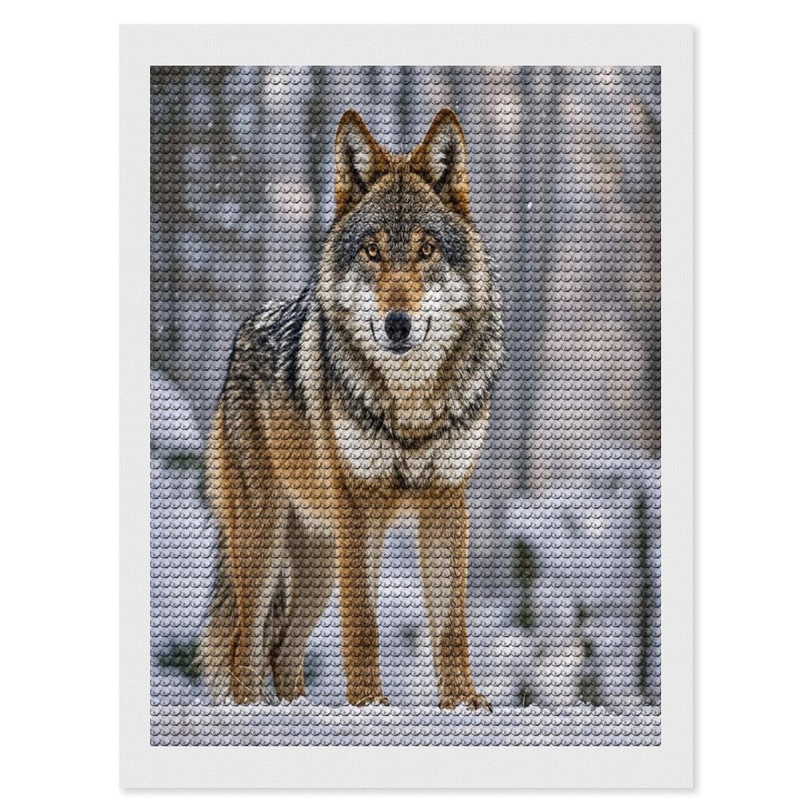 FekiLoot Wolf Diamond Painting Kits for Beginners DIY Diamond Art Kits for Adults Full Drill Round Diamond Dot Gem Art Painting Fun DIY Crafts for Home Kitchen Wall Decor Gift 12"x16"
