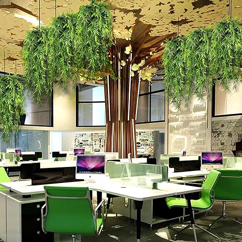 Miniatura 7 de Toprooms Plantas falsas colgantes, 2 piezas de hojas de eucalipto sintéticas, plantas de vid vegetales, plantas de hiedra falsa, decoración de