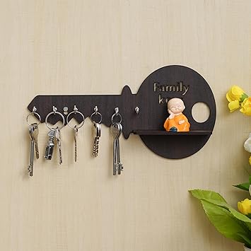 Webelkart Premium Key Shape Key Chain Holder with Wall Shelf for ...