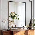 BEAUTYPEAK Black Bathroom Wall Mirror - 26" x 38" Rectangular Mirror with Metal Frame, Hangs Horizontal or Vertical for Living Room Bedroom Bathroom Entryway