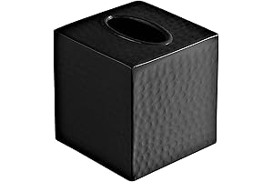 Monarch Abode 19127 Black Tissue Holder with Hand Hammered Design
