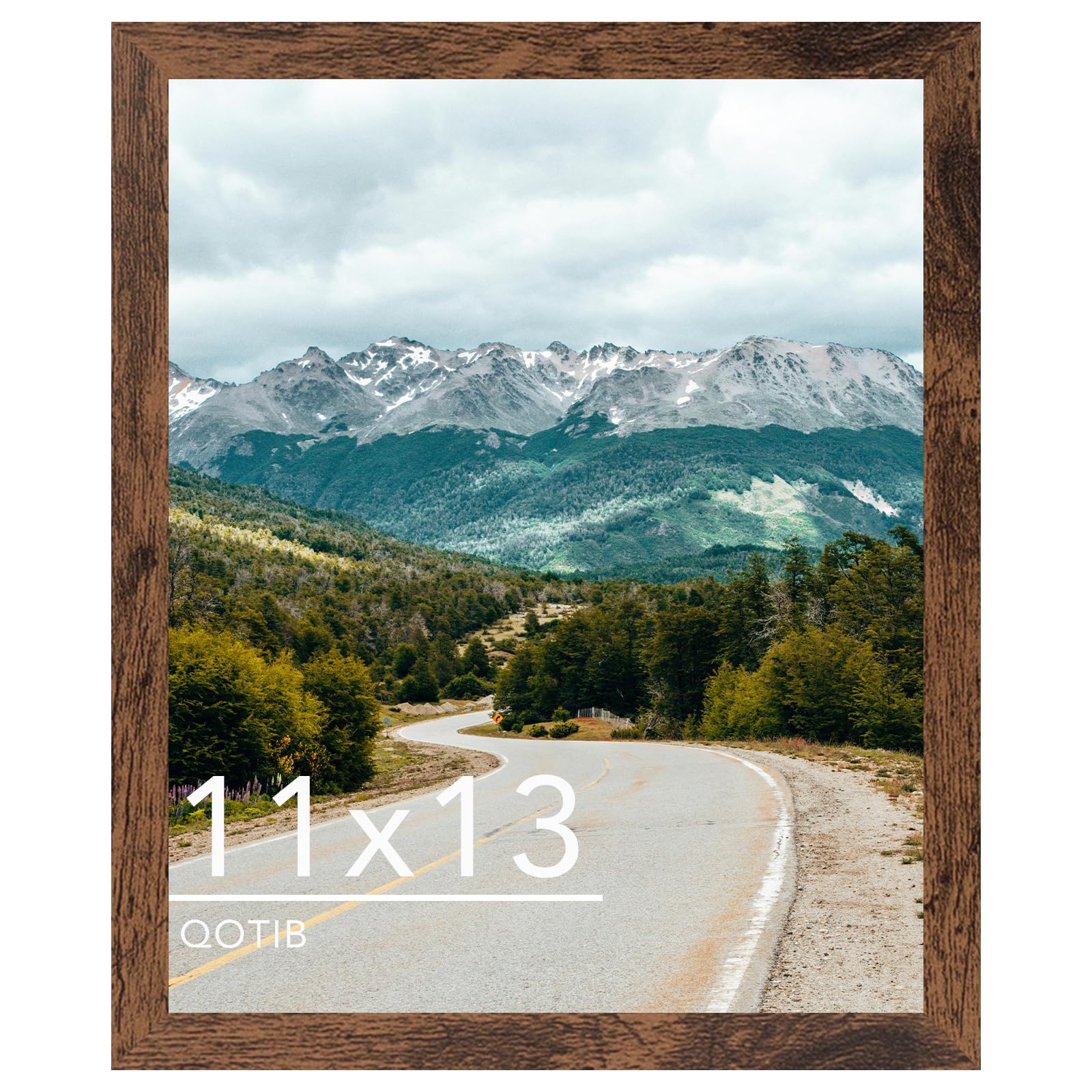QOTIB 11x13 Picture Frame Deep Brown for Wall Hanging, Wood 11 x 13 Frame Photo Frame for Wall Horizontally or Vertically, Deep Brown, 1 Pack โ image 1