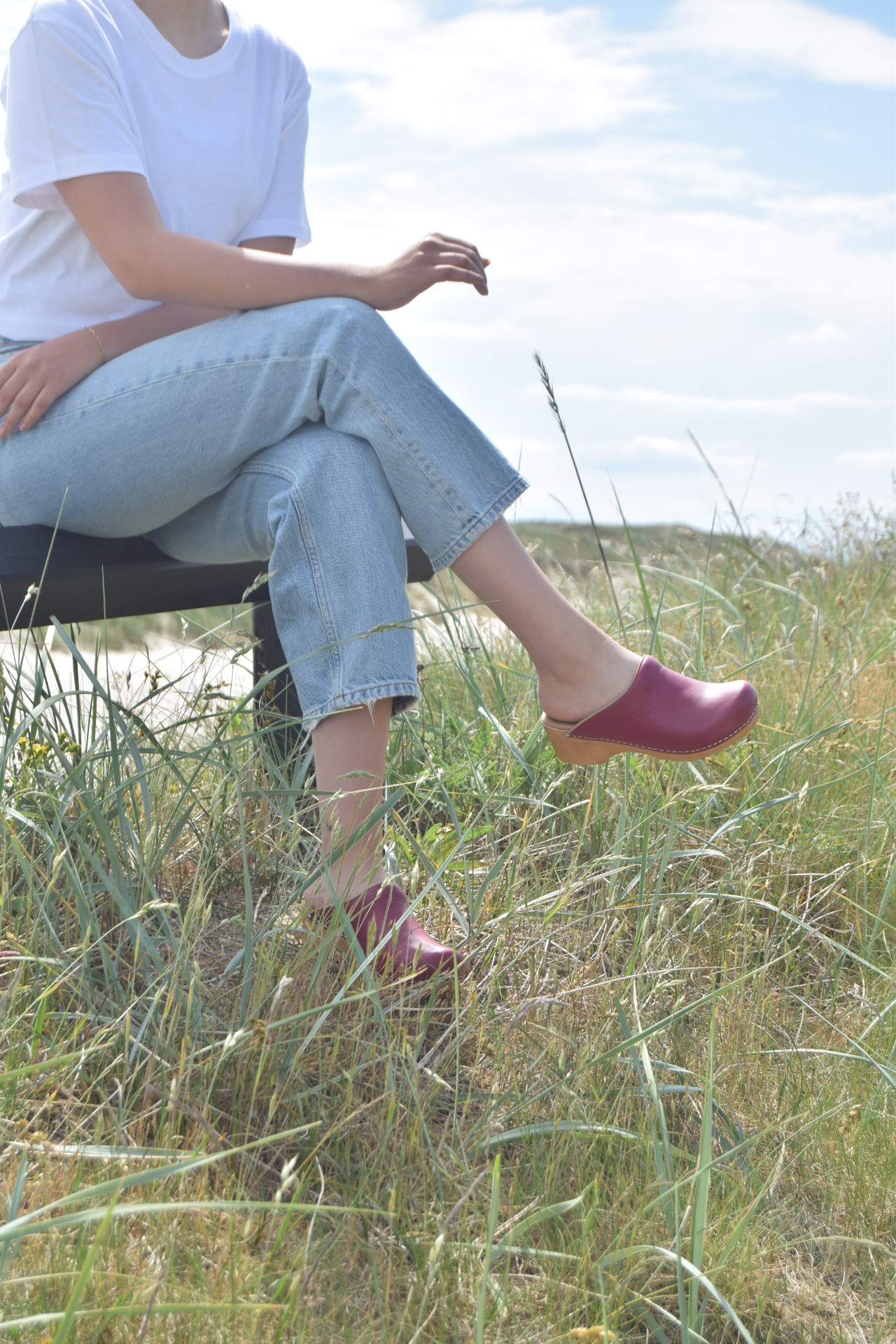 Sanita | Sandra offener Clog | Original handgemacht | Flexible Leder-Clogs für Damen | Anatomisch geformtes Fußbett mit weichem Schaum