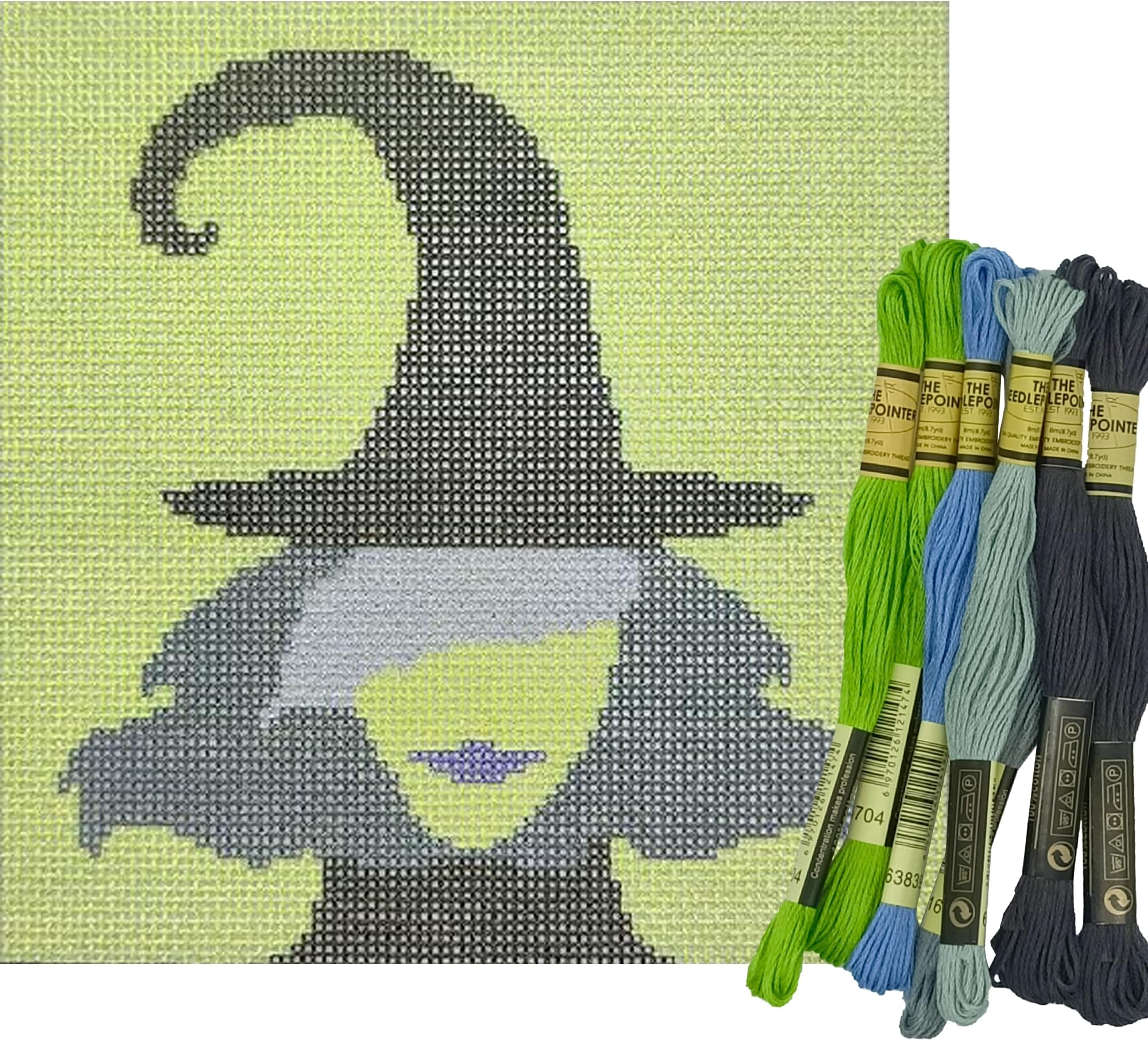 Howie's Needlepoint Needlepoint Kits, 18CT Printed Embroidery Pattern Starter Kits, Stamped Patterns Canvas Kits(Witchy Music,5x5inch)