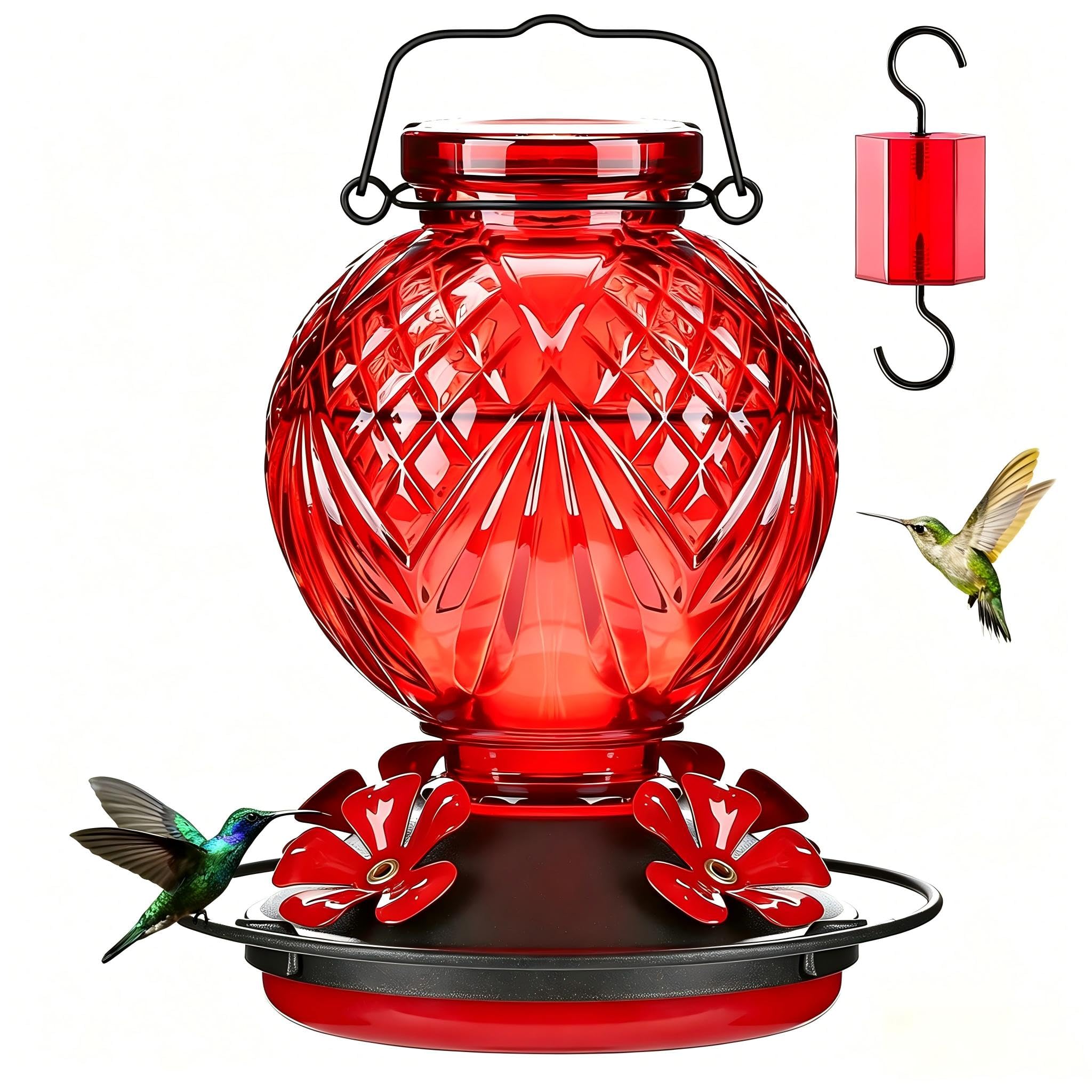 20 oz Glass Feeder with Flower-Shaped Ports