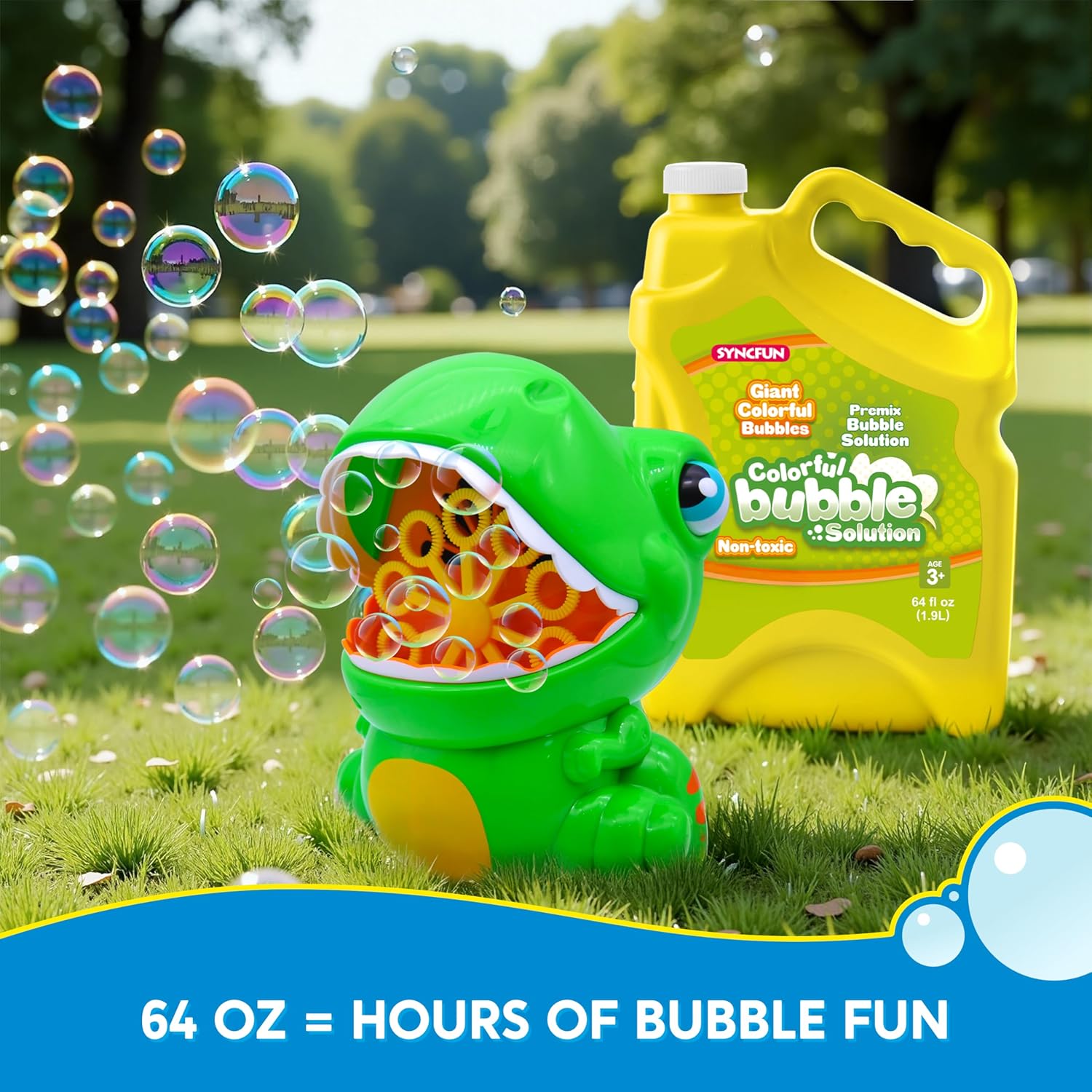 SYNCFUN 64 oz Premixed Bubble Solution, 1.9L Giant Pre-Mix Refill Solution for Bubble Machine,Bubbles for Kids, Wands, Blower, Easter, Outdoors Activity, No Mixing or Measuring image 3