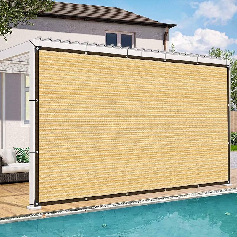 QOFLY Árnyékoló Háló 1x2m - Bézs Kerti Napvédő Fólia Fűzőszemekkel, Légáteresztő Szélvédő, Vízáteresztő Polyester Napellenző