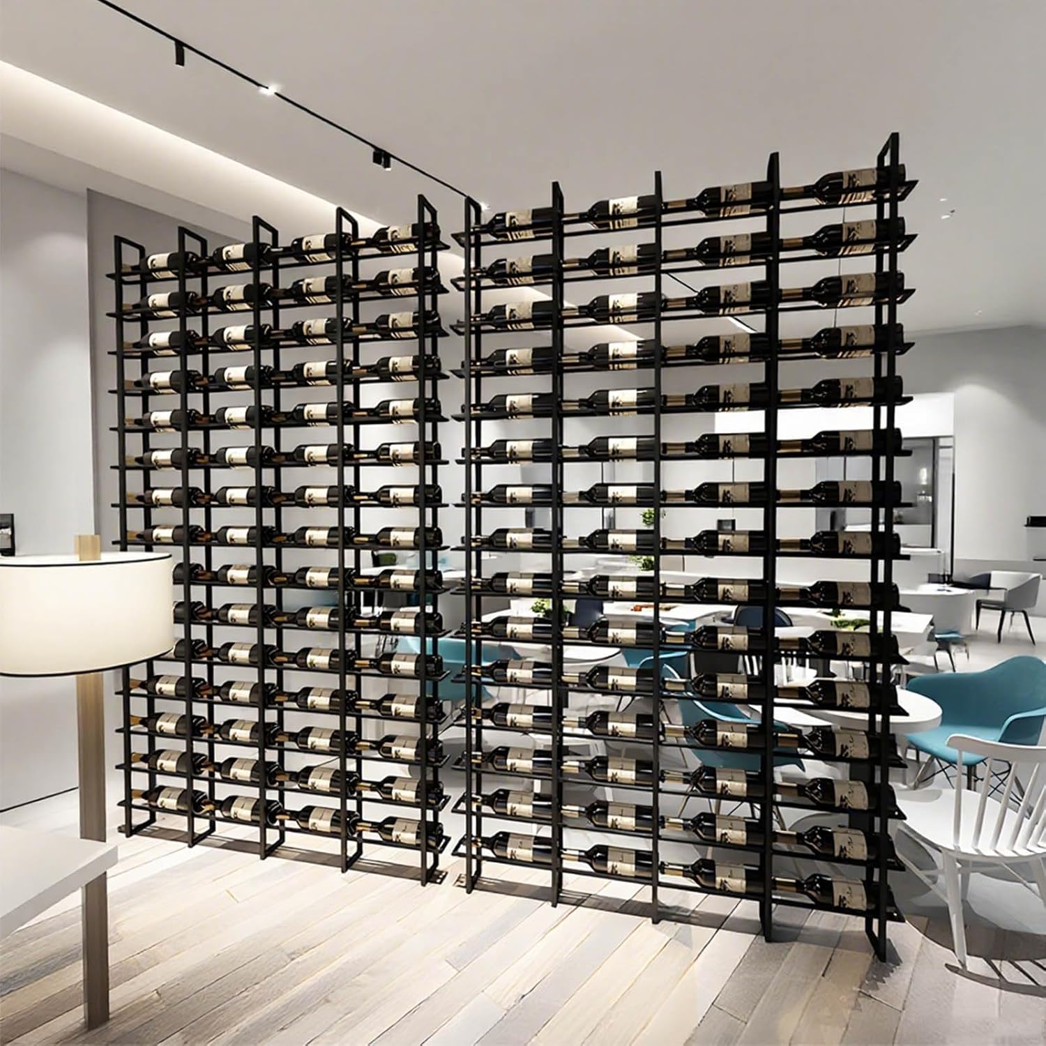 Large Wall Mount Wine Rack, 16 Tier 48 Bottle Wine Storage Organizer Display Holder, Metal Liquor Display for Wine Cellars, Home Bars, Kitchens, and Dining Rooms