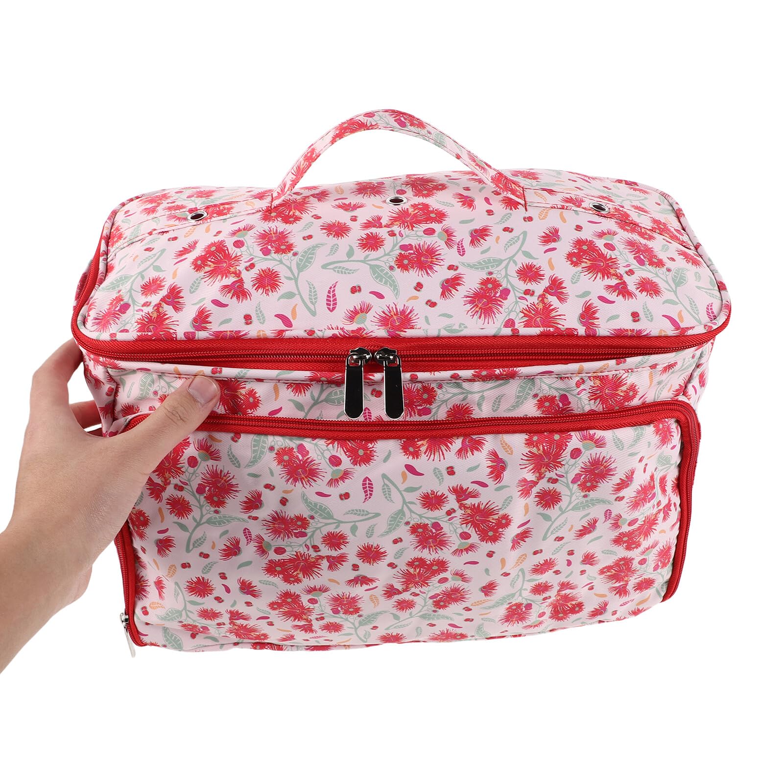 Aufbewahrungstasche für Strickgarn Häkelnadeln Wetterfeste Outdoor Garnbox mit Pusteblumenstickerei Geräumig Handlich Rot mit Trageschlaufe Häkel Organizer für Reisen