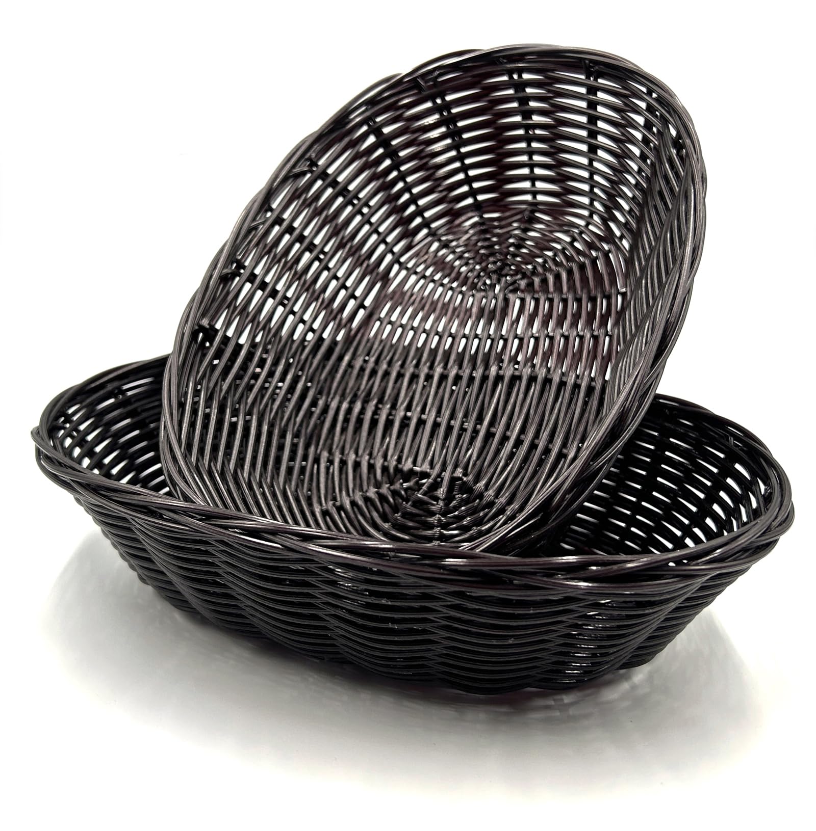 Cheardia Plastikowy owalny kosz, 20 x 15 x 5 cm, tkane kosze na chleb do serwowania małych pustych koszy prezentowych, imitacja rattanowego kosza do kuchni, restauracji, centralny element ekspozycji,