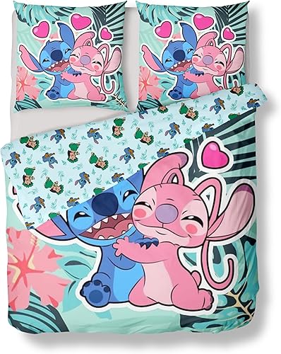 La ropa de cama de anime incluye un juego de ropa de cama reversible, funda de edredón de dibujos animados, cómodo y juego de ropa de cama Kawaii de