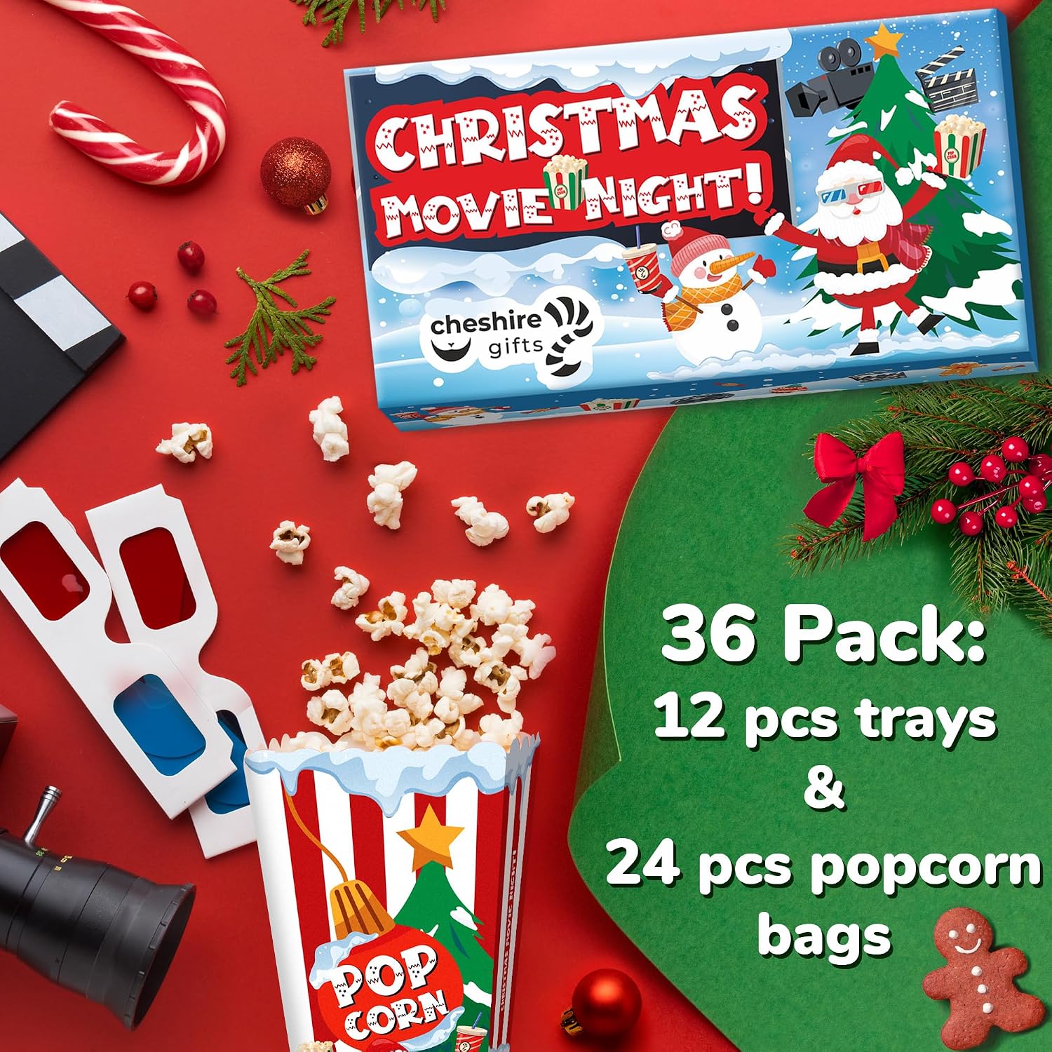 Movie Night Christmas Party Supplies (36ps) - Christmas Movie Snack Trays image 2
