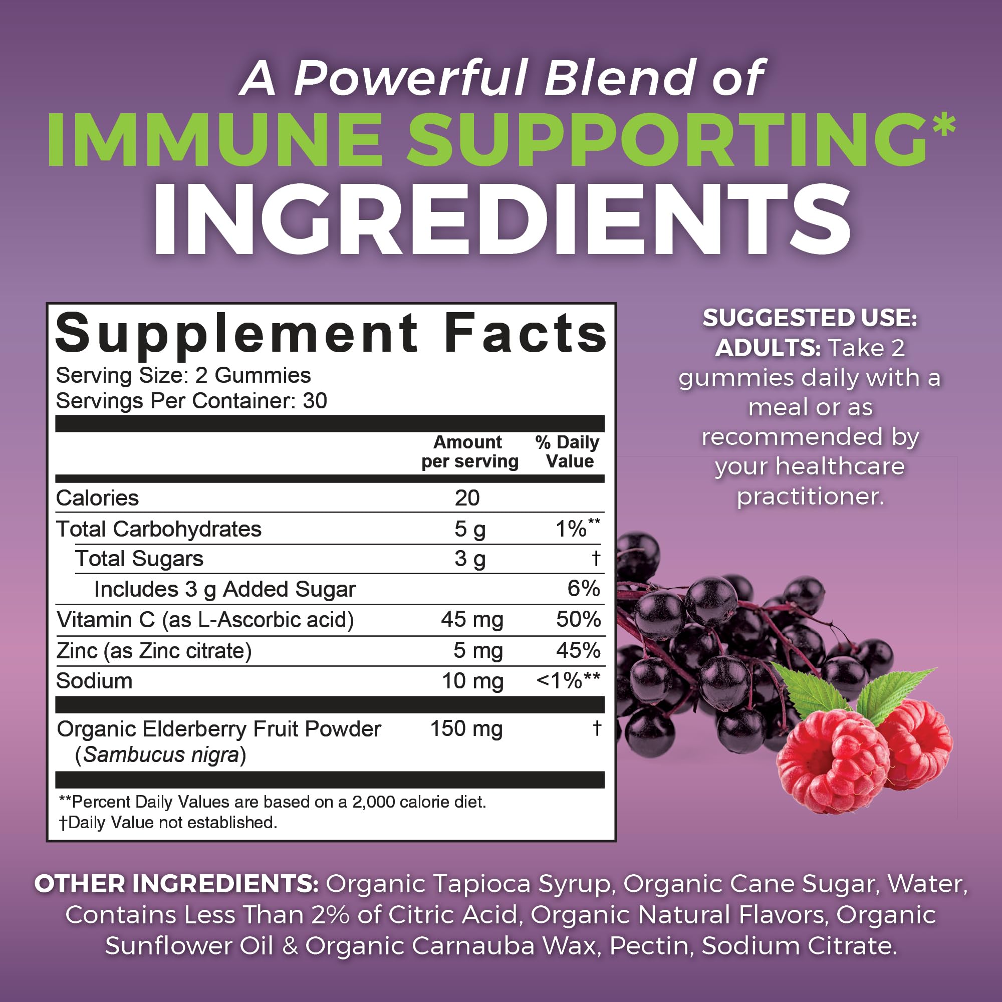 Viva Naturals Sambucus Elderberry Gummies for Adults with Vitamin C & Zinc — Amazon image 2