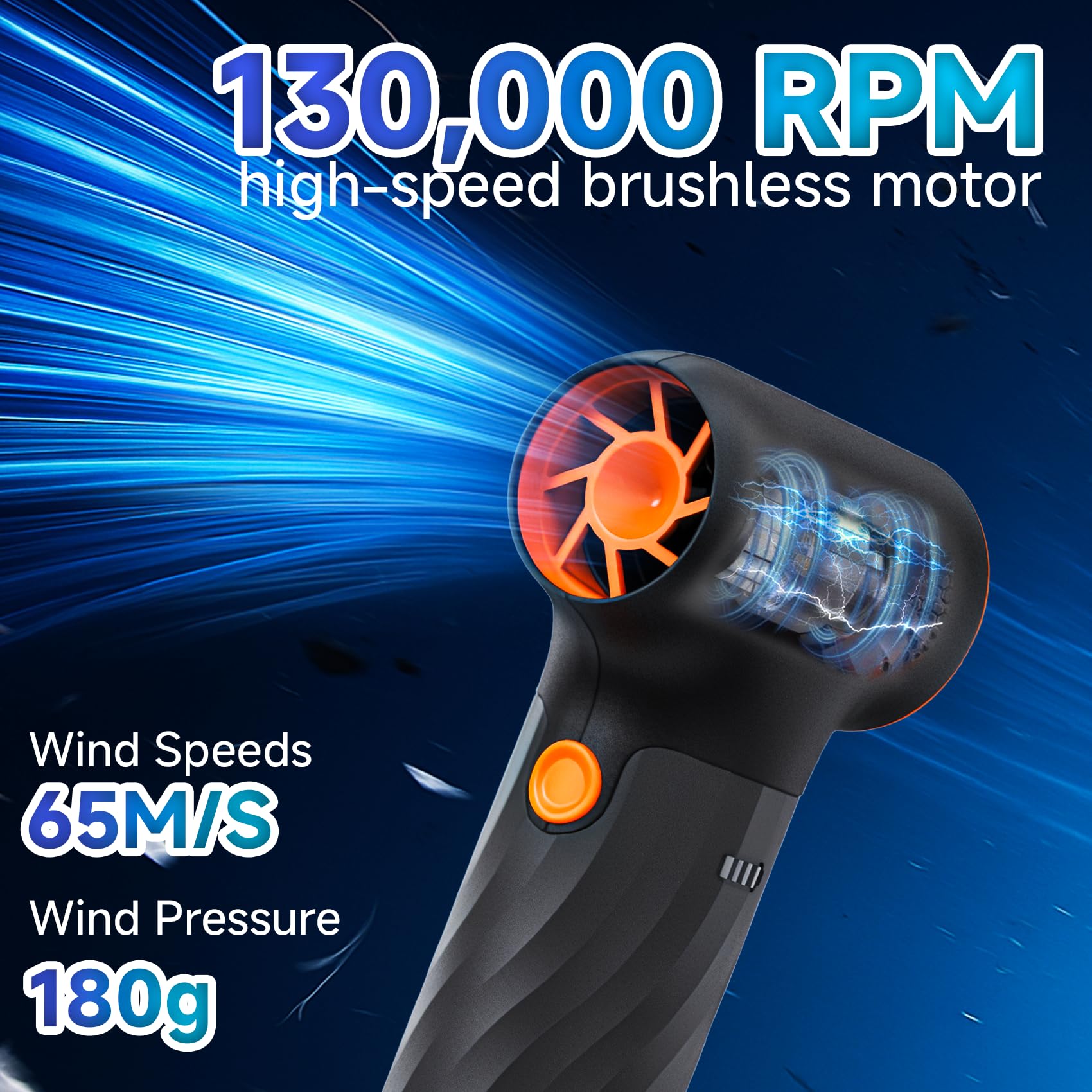 Electric Air Duster - 130,000 RPM Cordless Blower For PC, Electronics & Car Cleaning