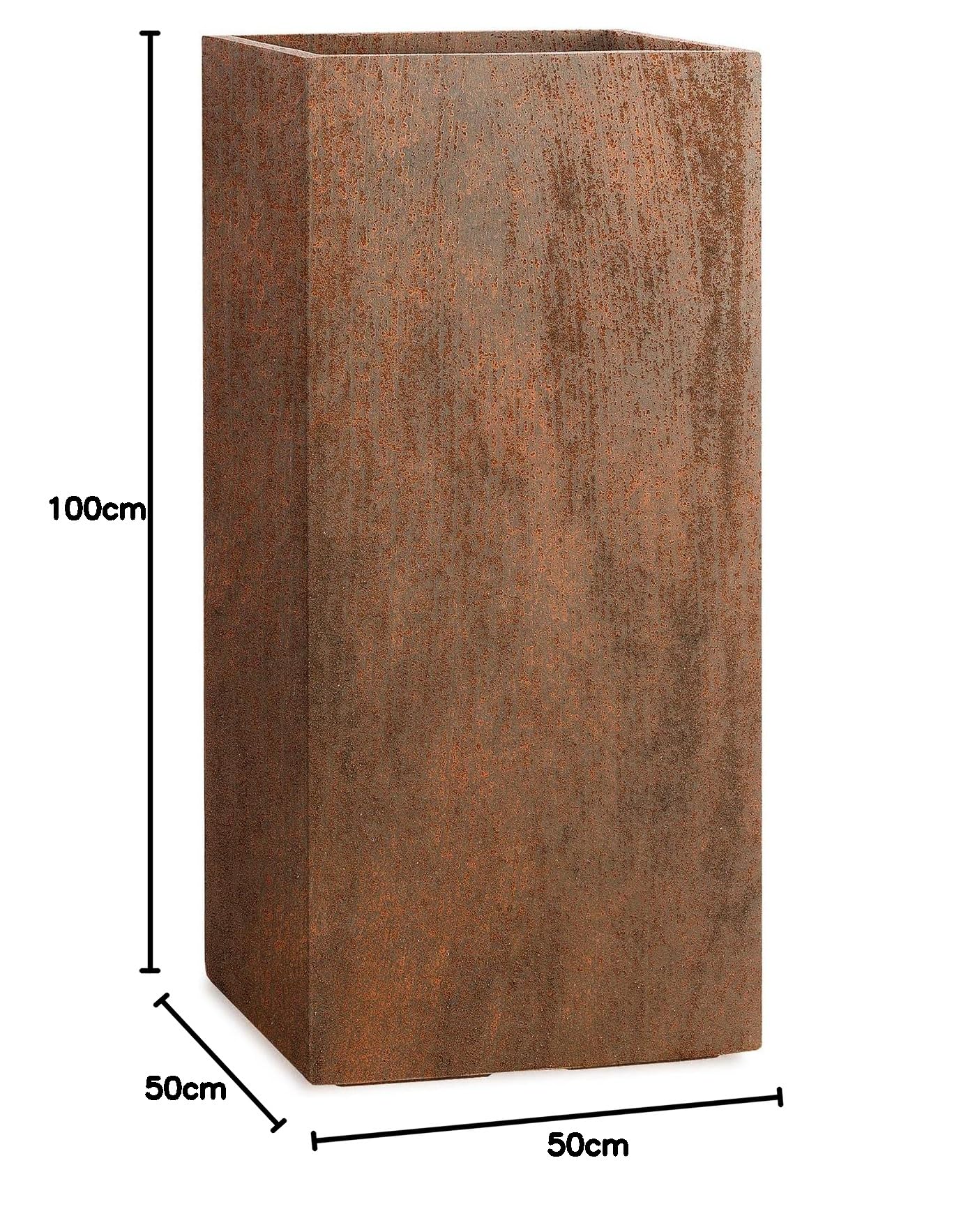 Pflanzwerk® Donica z włókna szklanego XXL rdzawe brązowe 100 x 50 x 50 cm * odporna na mróz doniczka * * ochrona przed promieniowaniem UV* * * Europejska jakość*