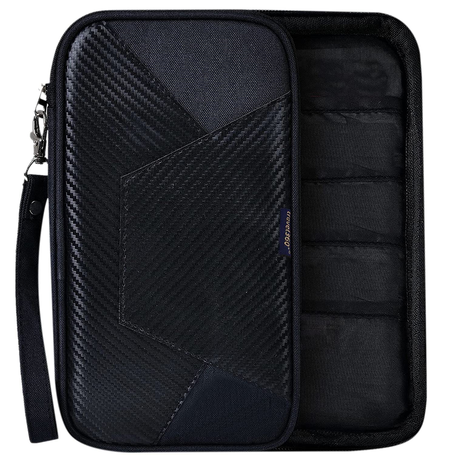 travel360 degree Polyester Passport Holder for Women and Men | Passport Cover Travel Organizer Gift for Traveler - Pack of 1 (Black Pro).-picture-36