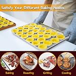 17.3 Inch Large Baking Sheet and Rack Set, P&P CHEF Half Stainless Steel Cookie Sheet Baking Pan with Cooling Rack for Cooking/Roasting, Non-Toxic & Bake Evenly, Oven & Dishwasher Safe