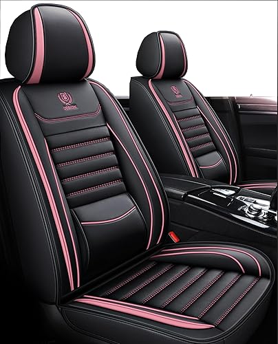 Juego completo de fundas de cuero para asiento de automóvil, con soporte lumbar, ajuste universal para la mayoría de los autos, SUV, camiones y