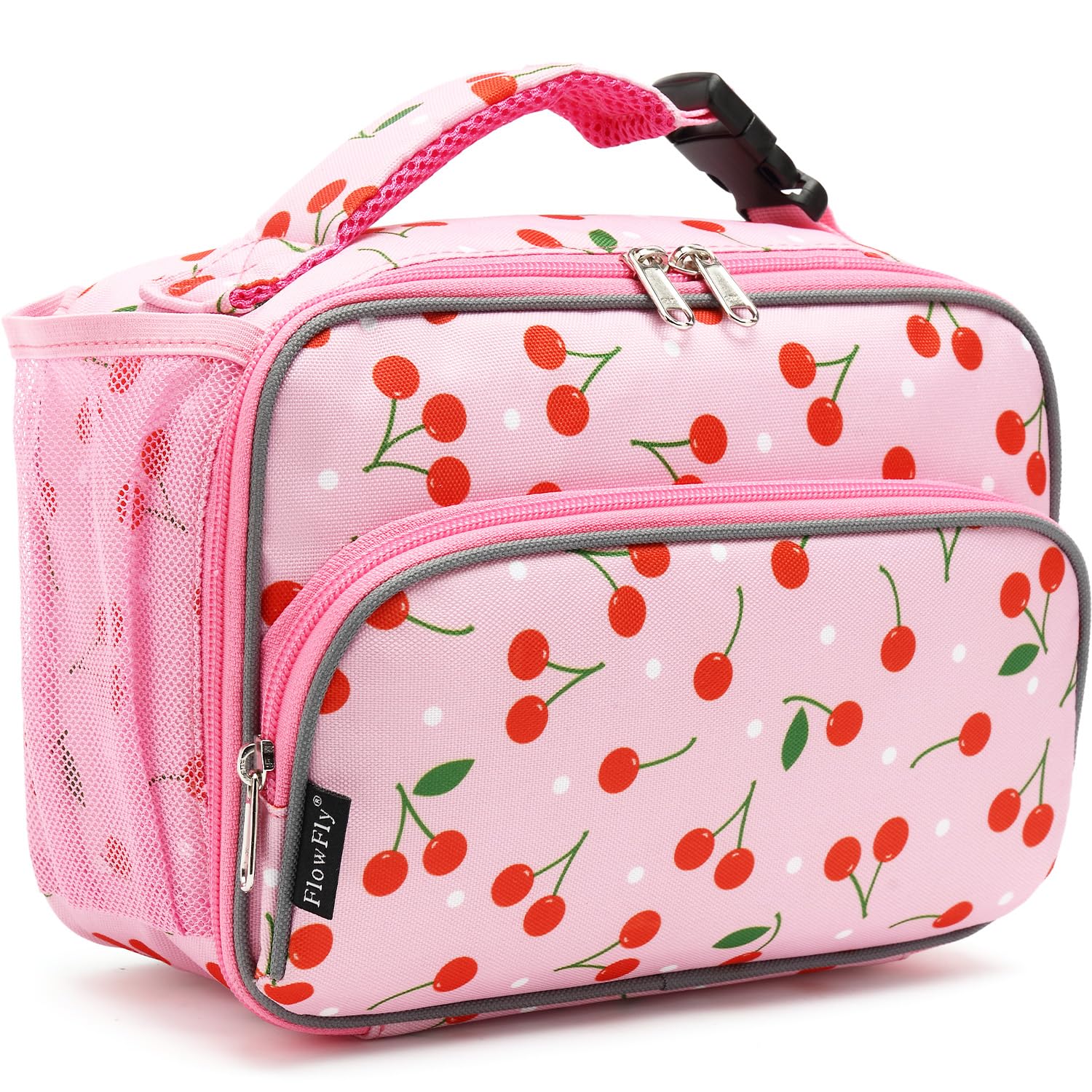 Sac à déjeuner isotherme souple pour enfants, sac isotherme pour la rentrée scolaire, sac fourre-tout pour filles, garçons (cerise)