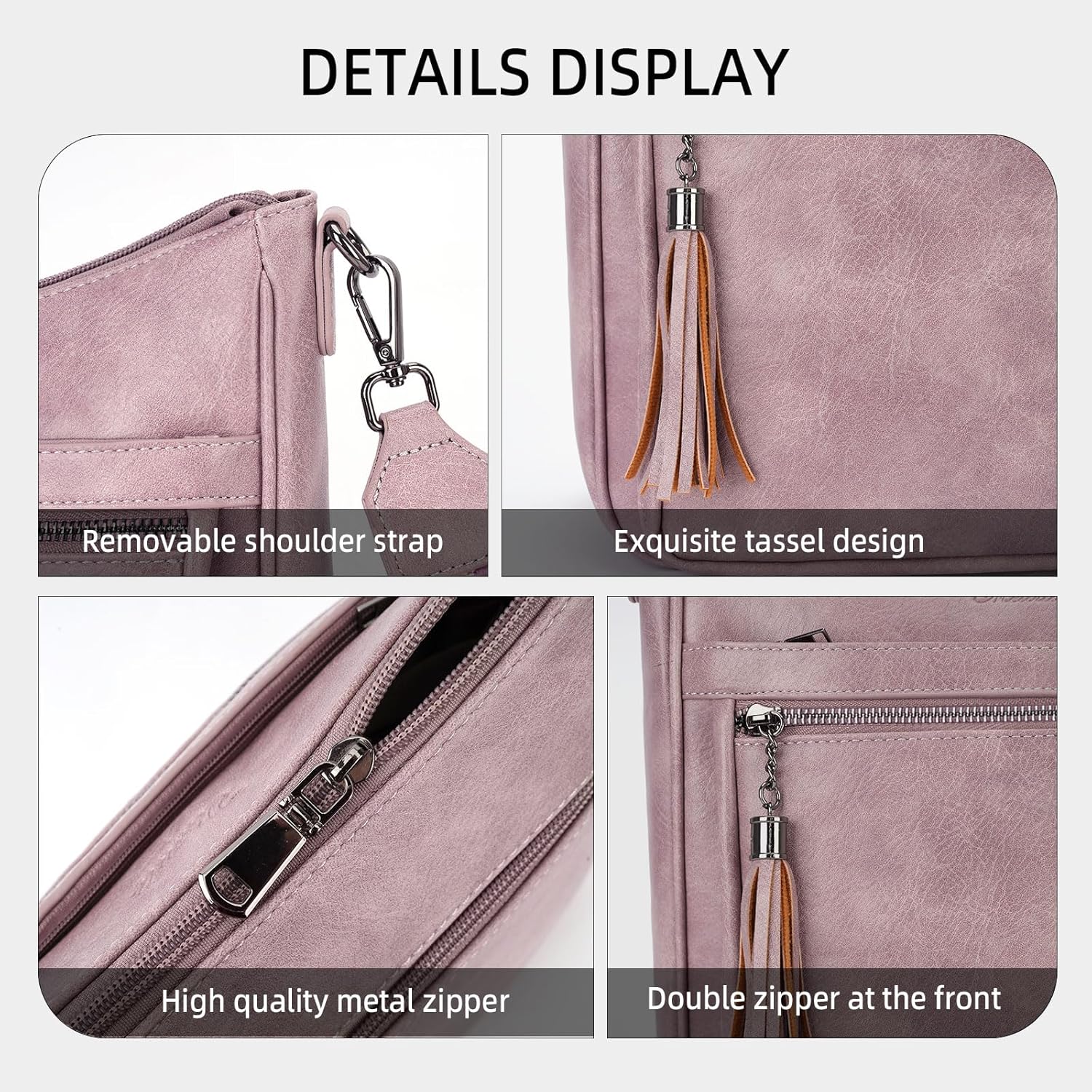 MEITRUE Crossbody Bags for Women Trendy,Vegan Leather Medium Crossbody Purse with Tassel Lightweight Shoulder Handbags
