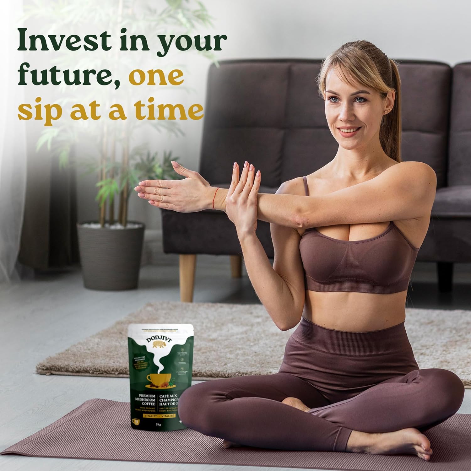 Dodjivi Organic Reishi Mushroom Coffee, Sustained Energy & Focus, Instant Coffee, Arabica with Adaptogenic Herbs, Sugar-Free, Vegan, Keto-Friendly, Low-Acid, Smooth Taste, 18-36 Servings