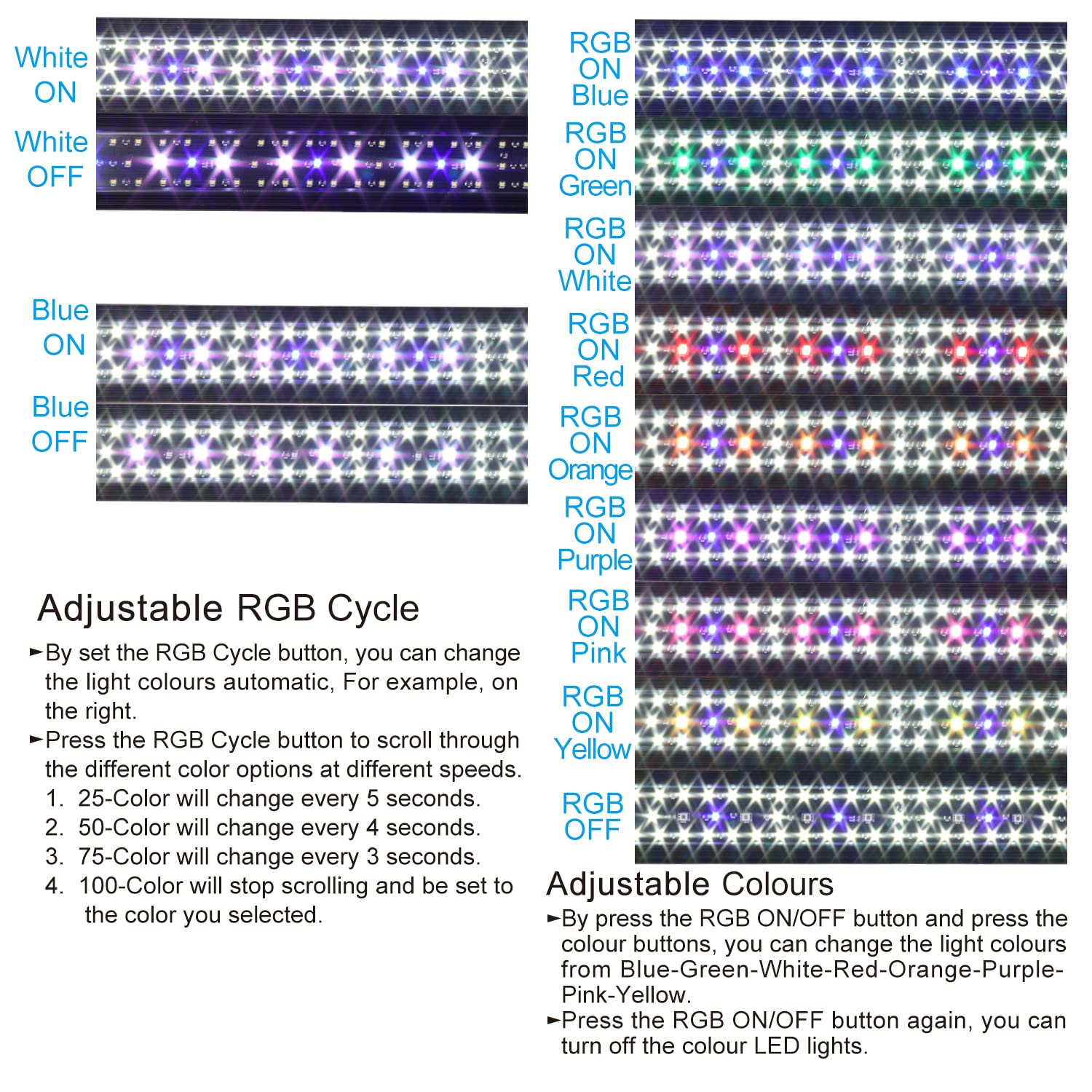 WaterRebirth Luz LED para acuario (20-26 pulgadas)